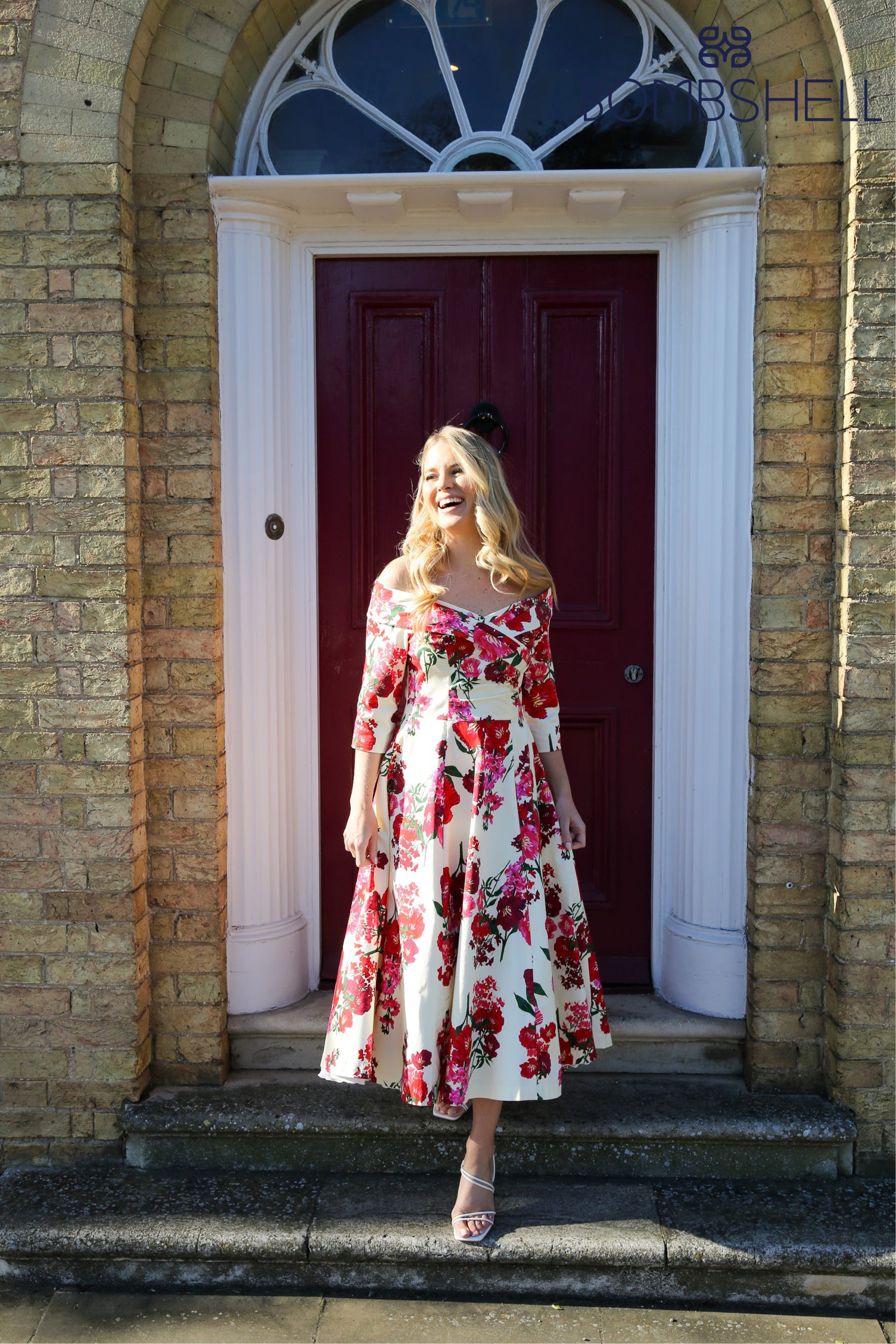 Bombshell Libby Bardot A-line Dress in Xanthe Magenta