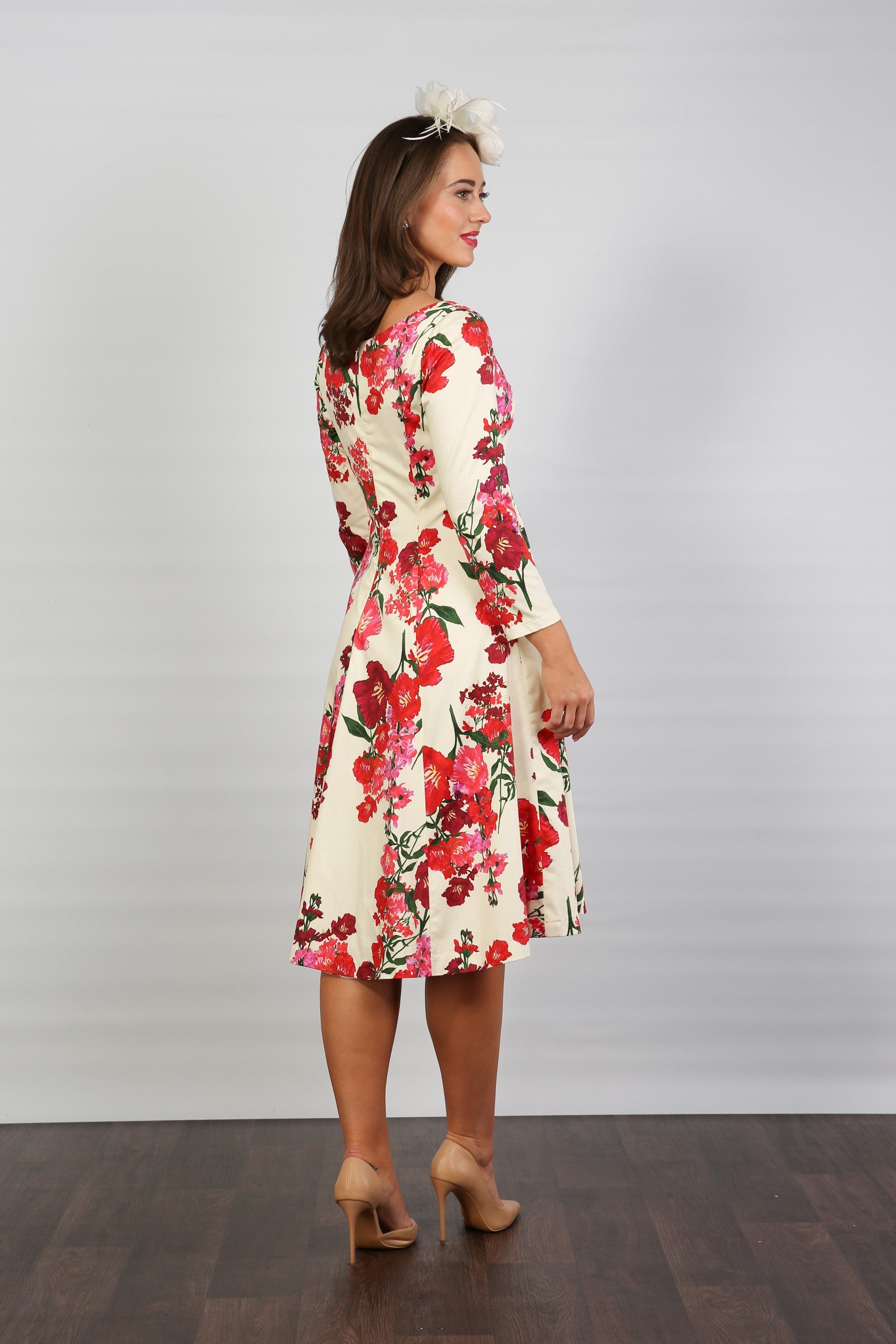 Bombshell Libby Bardot A-line Dress in Xanthe Magenta Red