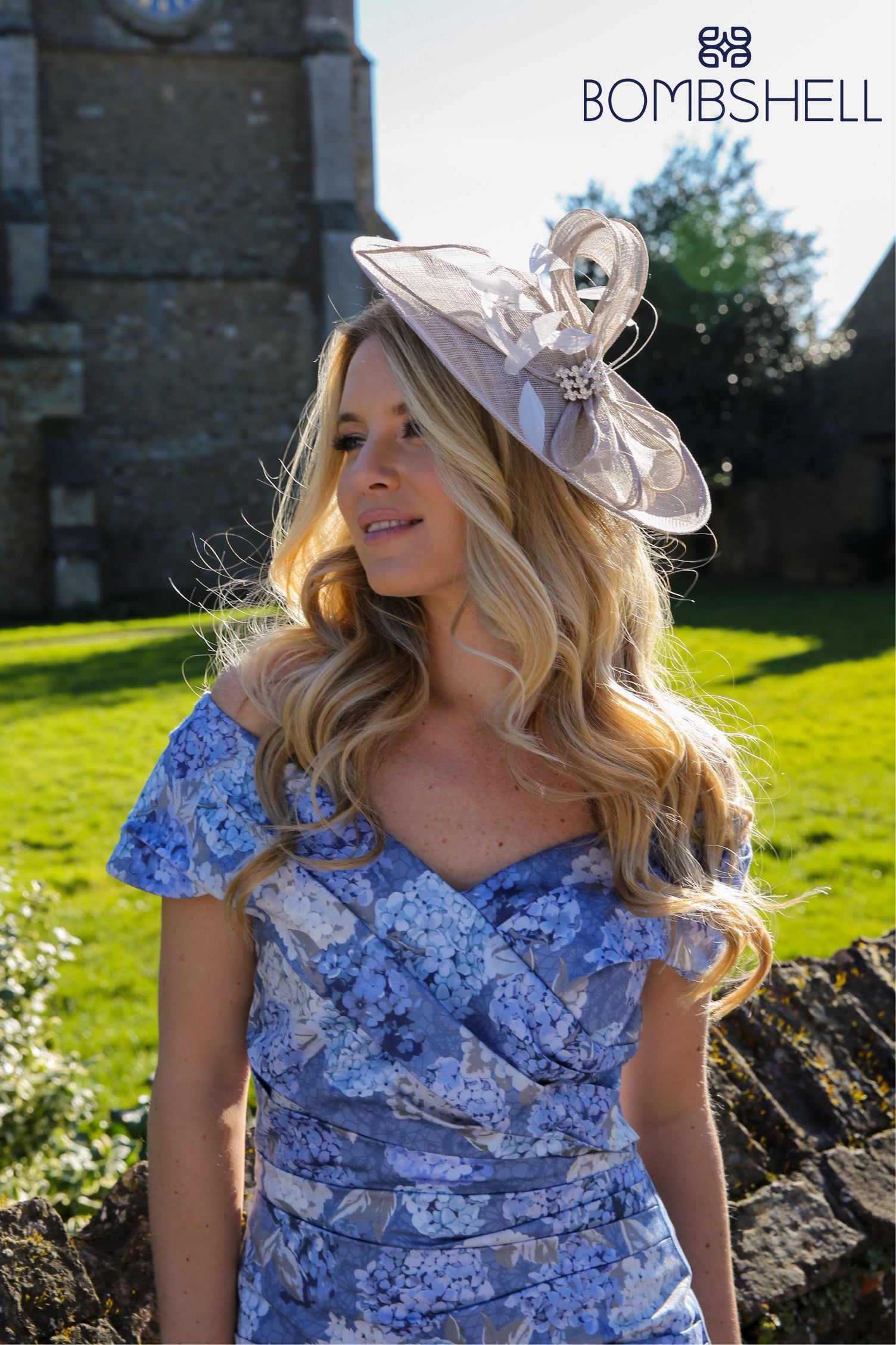 Bombshell Rhodes "Look at Me" Bardot Dress in Hydrangea Blue