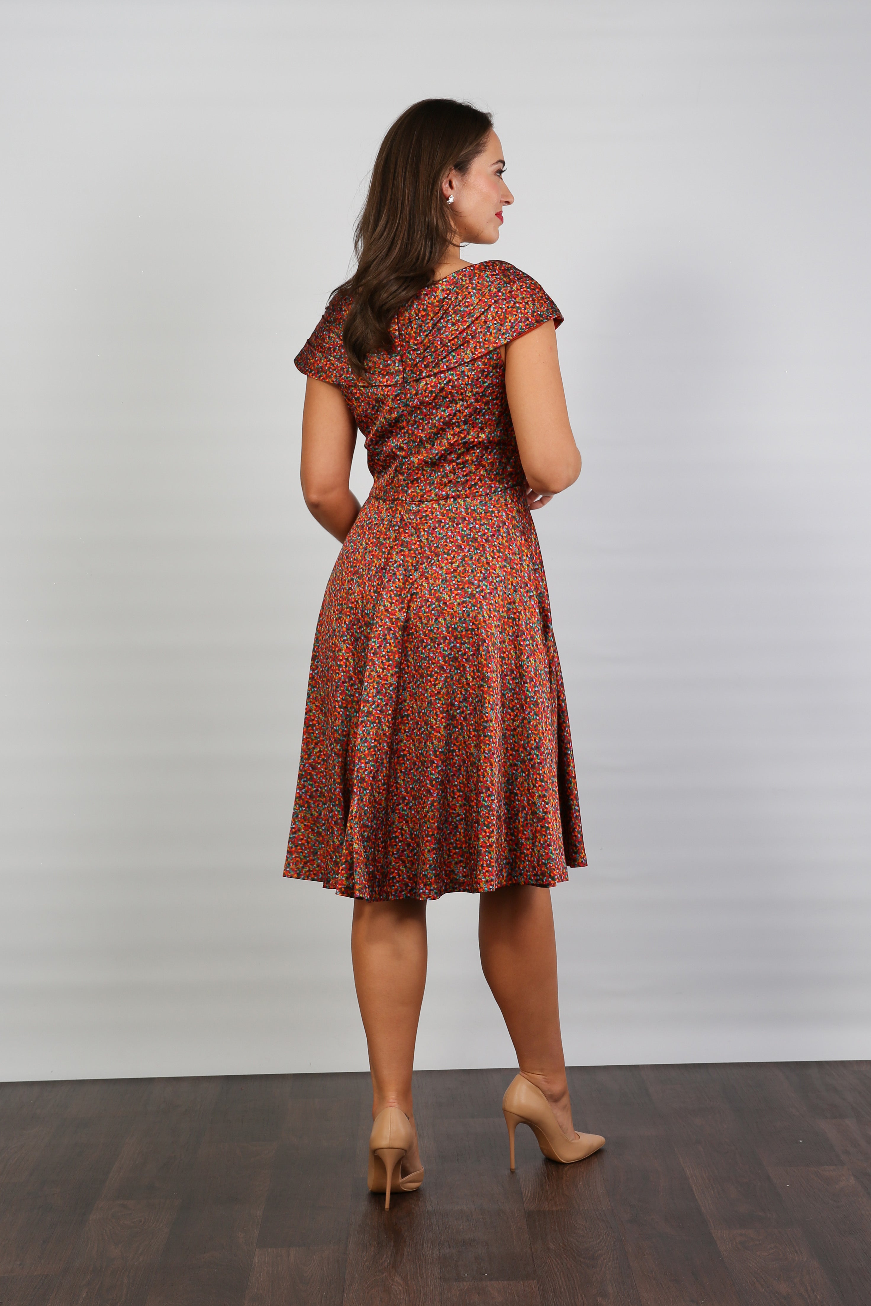 Bombshell Karlie Bardot Knee Length Dress in Confetti