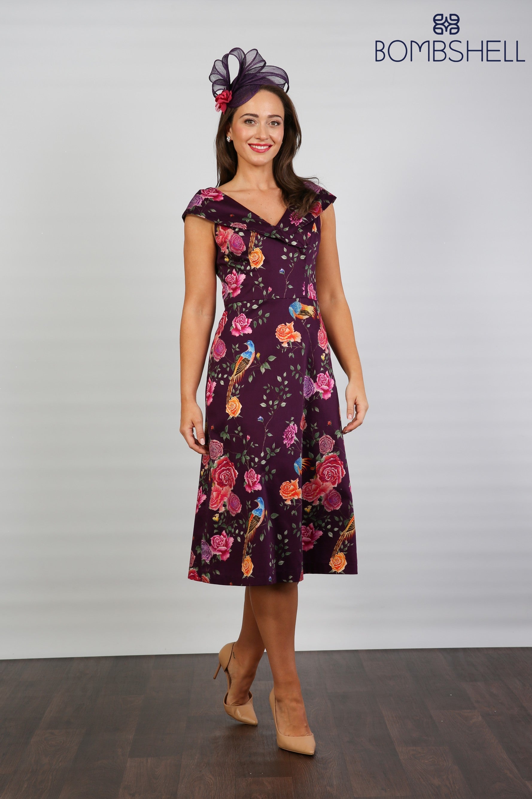 Bombshell Ruth Simple & Chic Floral Dress in Imperial Phoenix