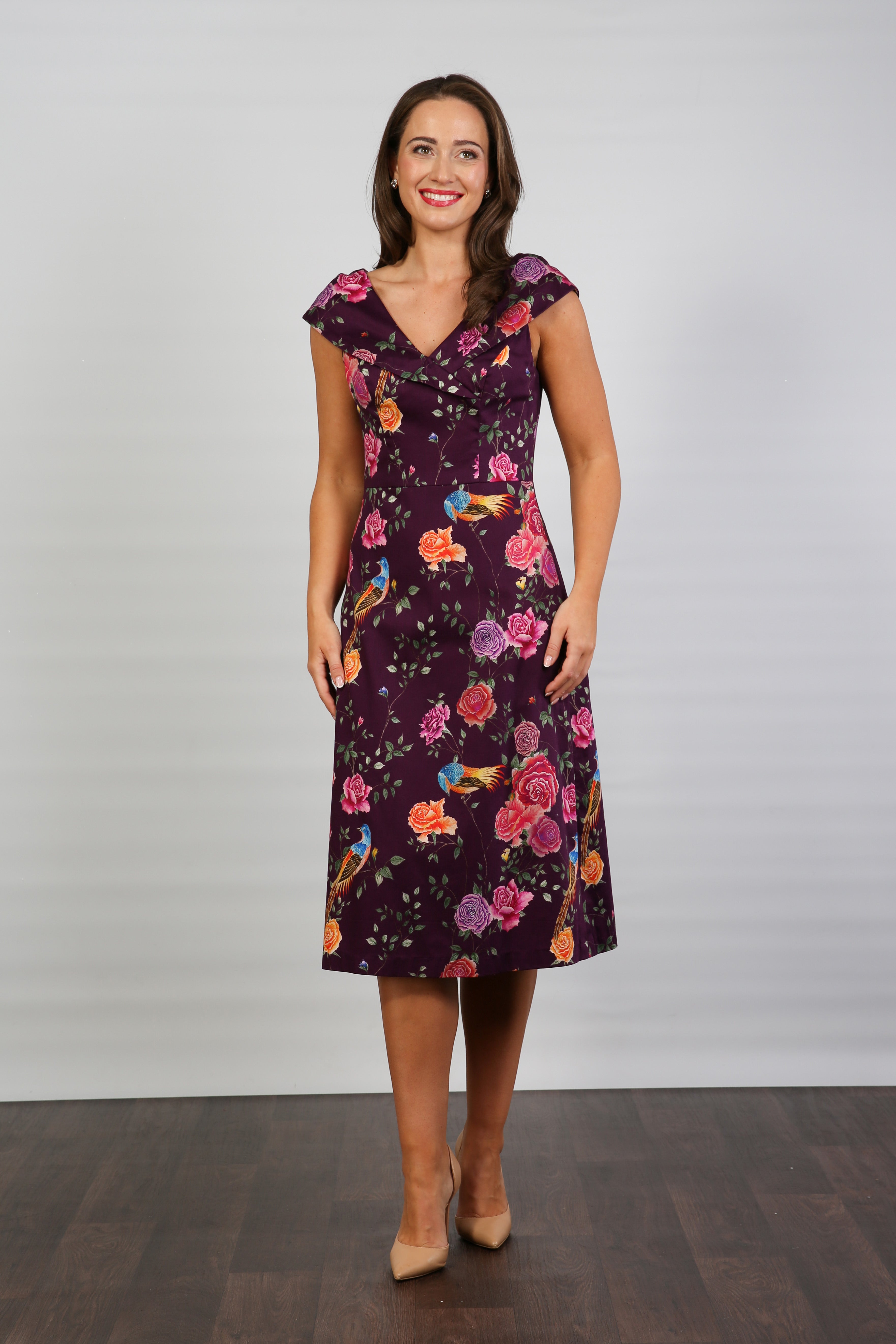 Bombshell Ruth Simple & Chic Floral Dress in Imperial Phoenix