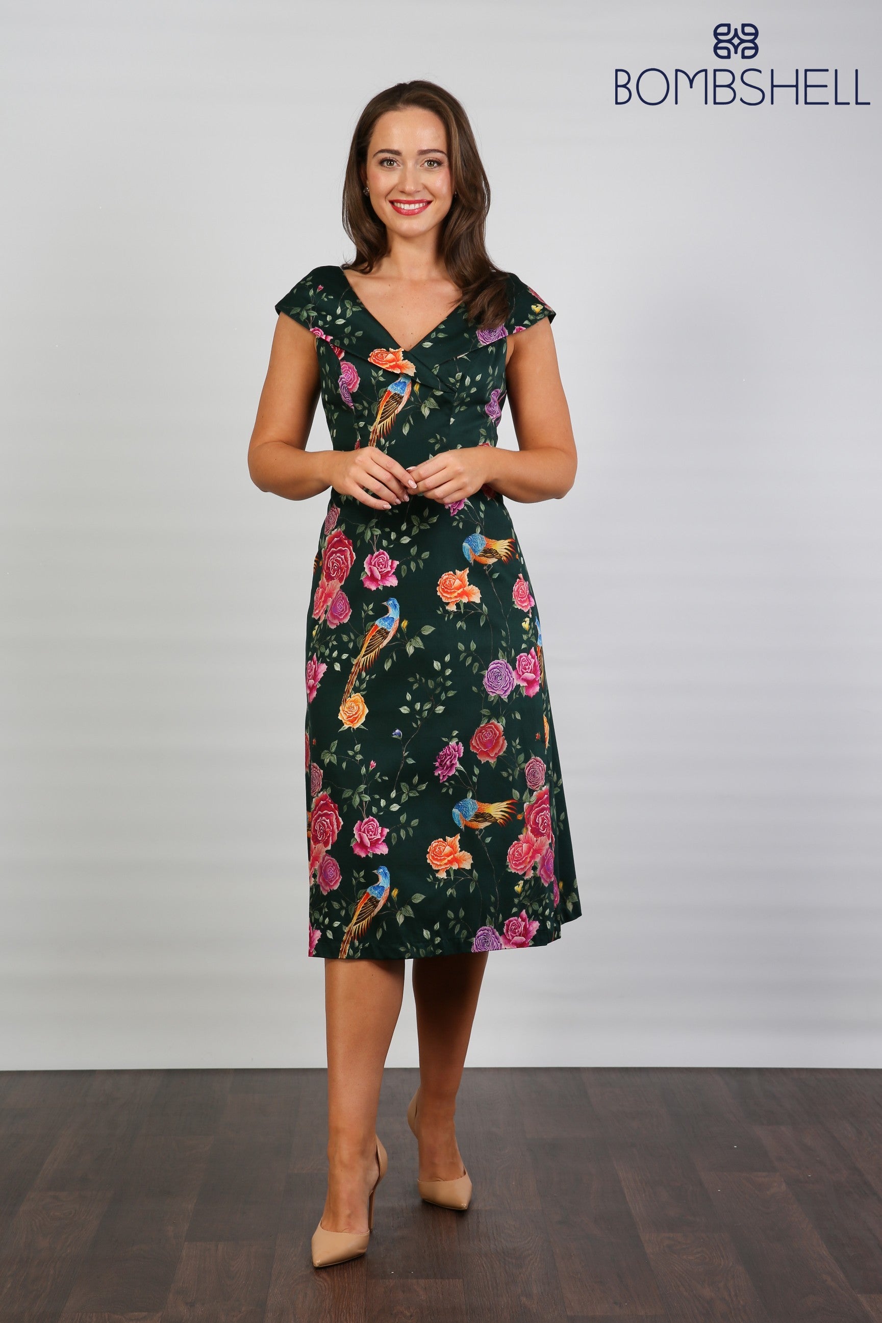 Bombshell Ruth Simple & Chic Floral Dress in Juniper Phoenix