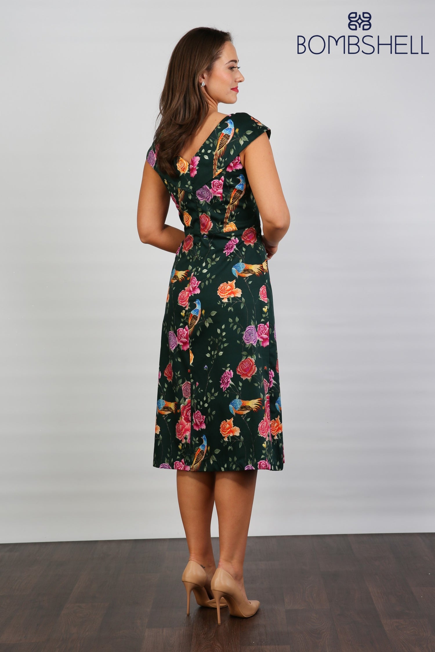 Bombshell Ruth Simple & Chic Floral Dress in Juniper Phoenix