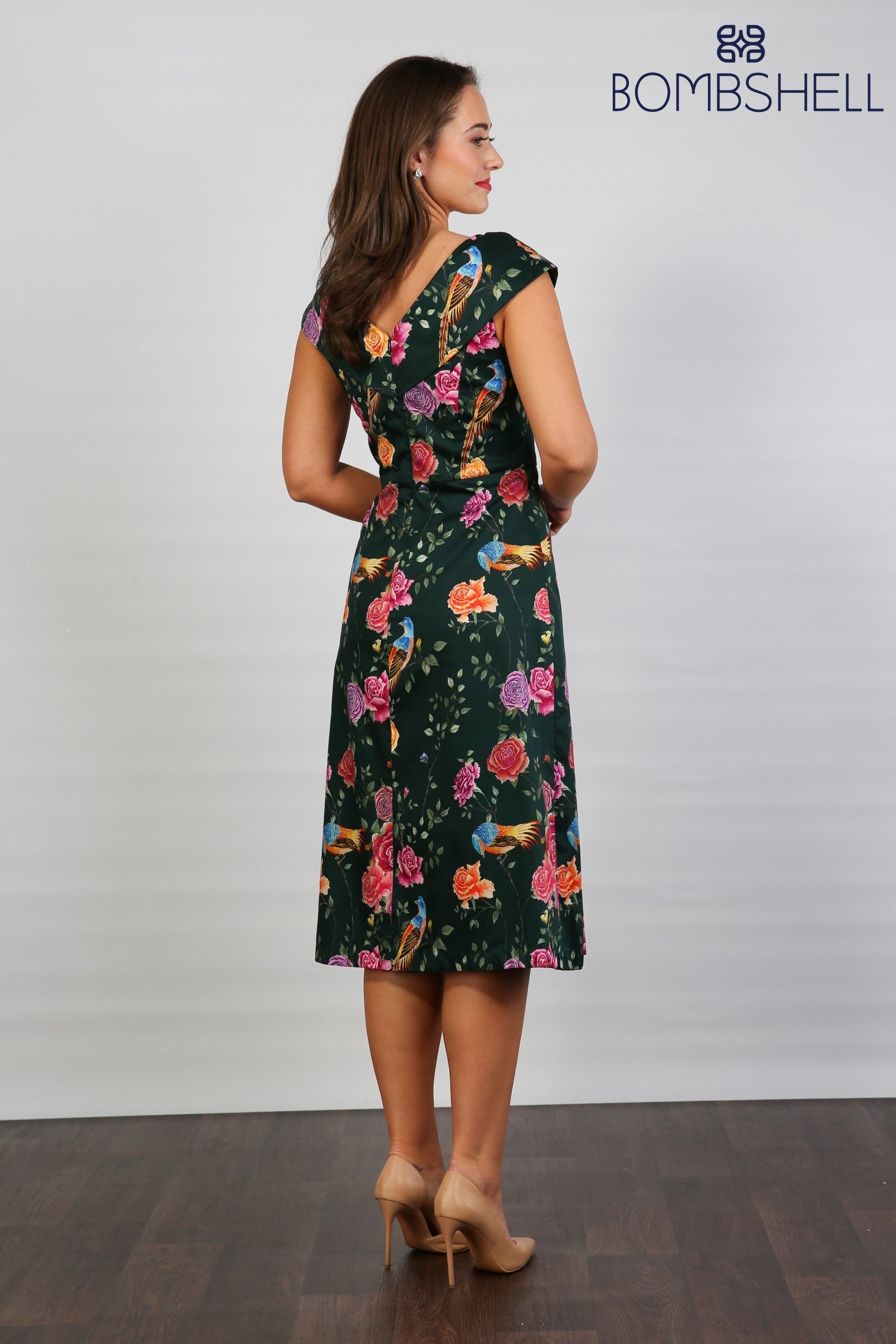 Bombshell Ruth Simple & Chic Floral Dress in Juniper Phoenix