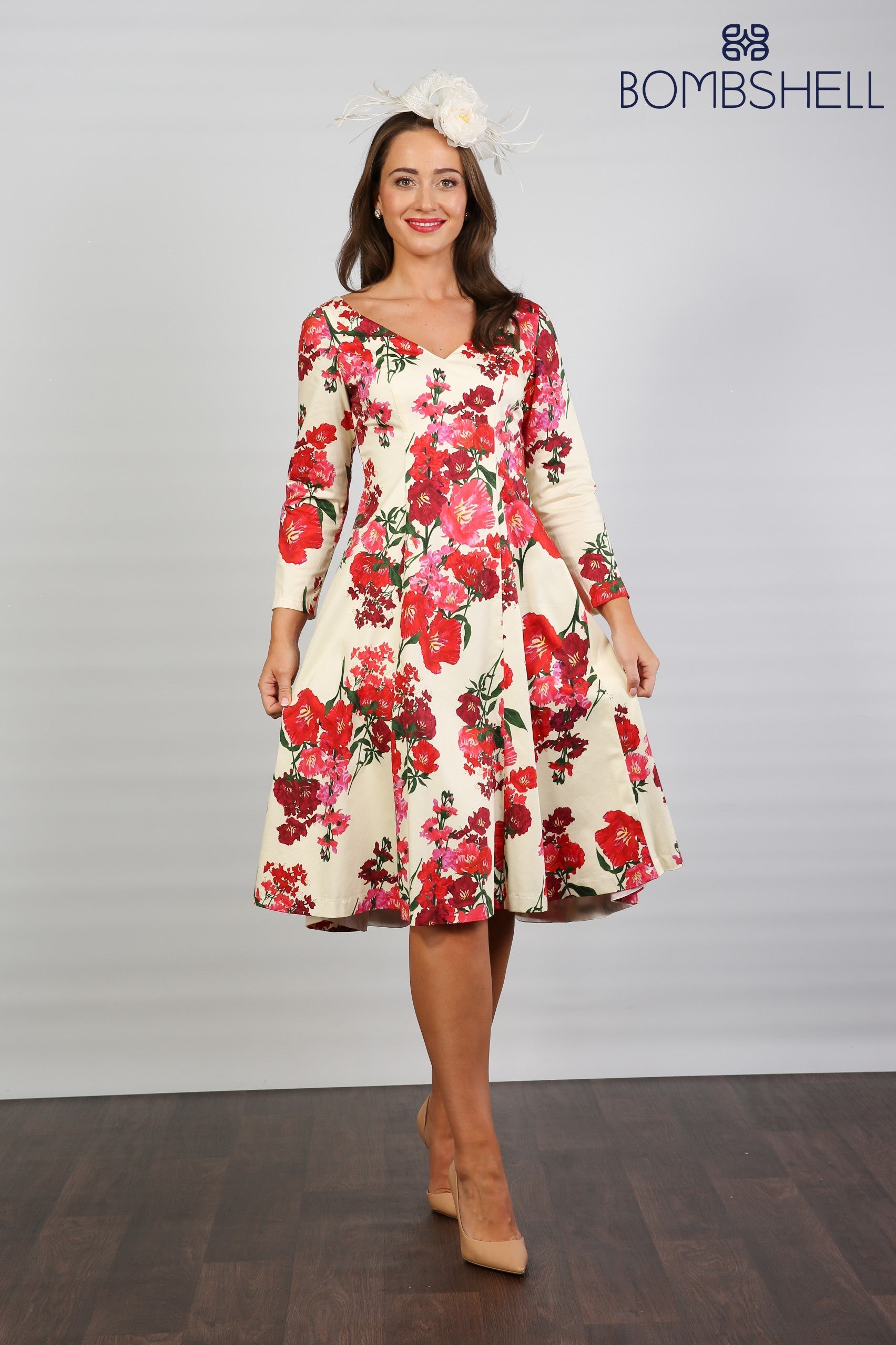 Bombshell Sears Sleek & Sweet Long Sleeve Dress in Xanthe Magenta