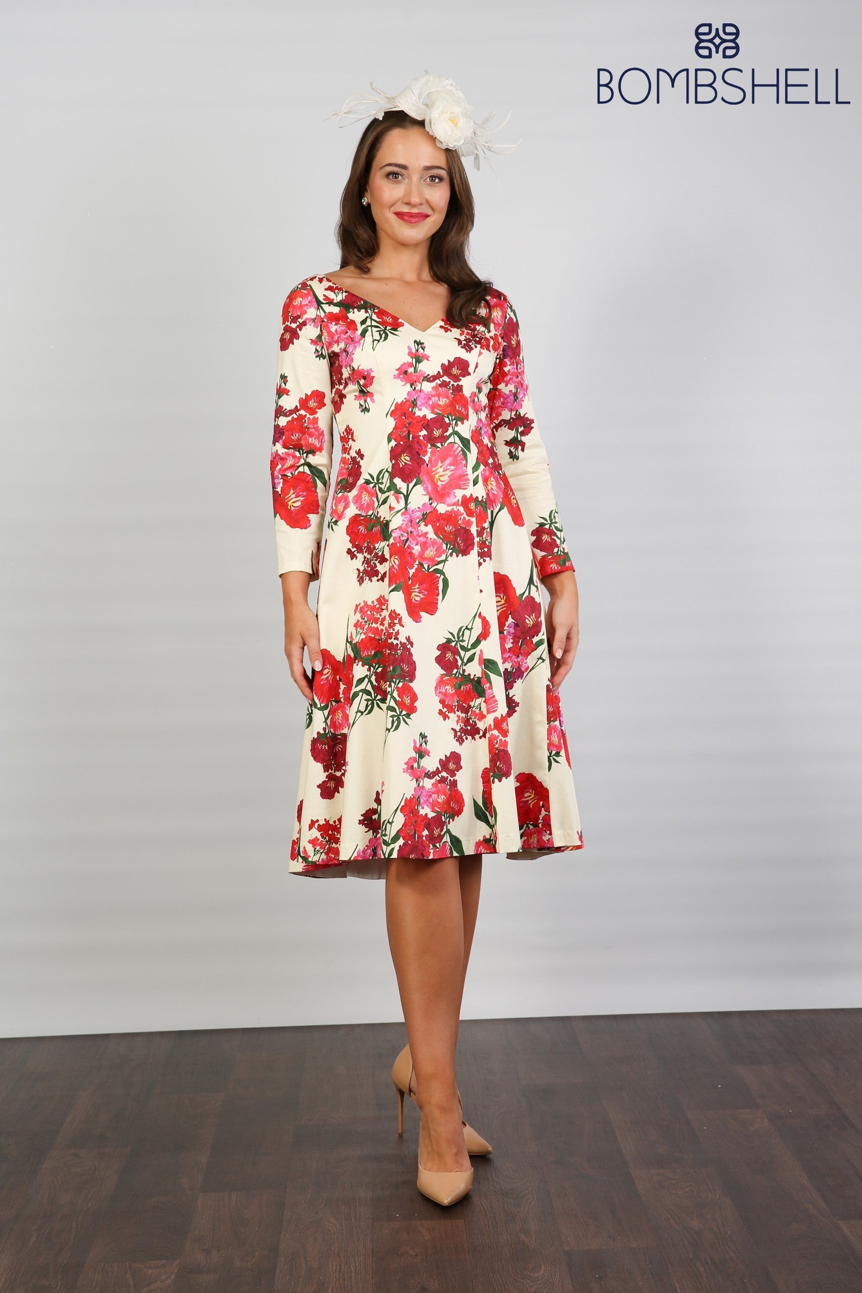 Bombshell Sears Sleek & Sweet Long Sleeve Dress in Xanthe Magenta