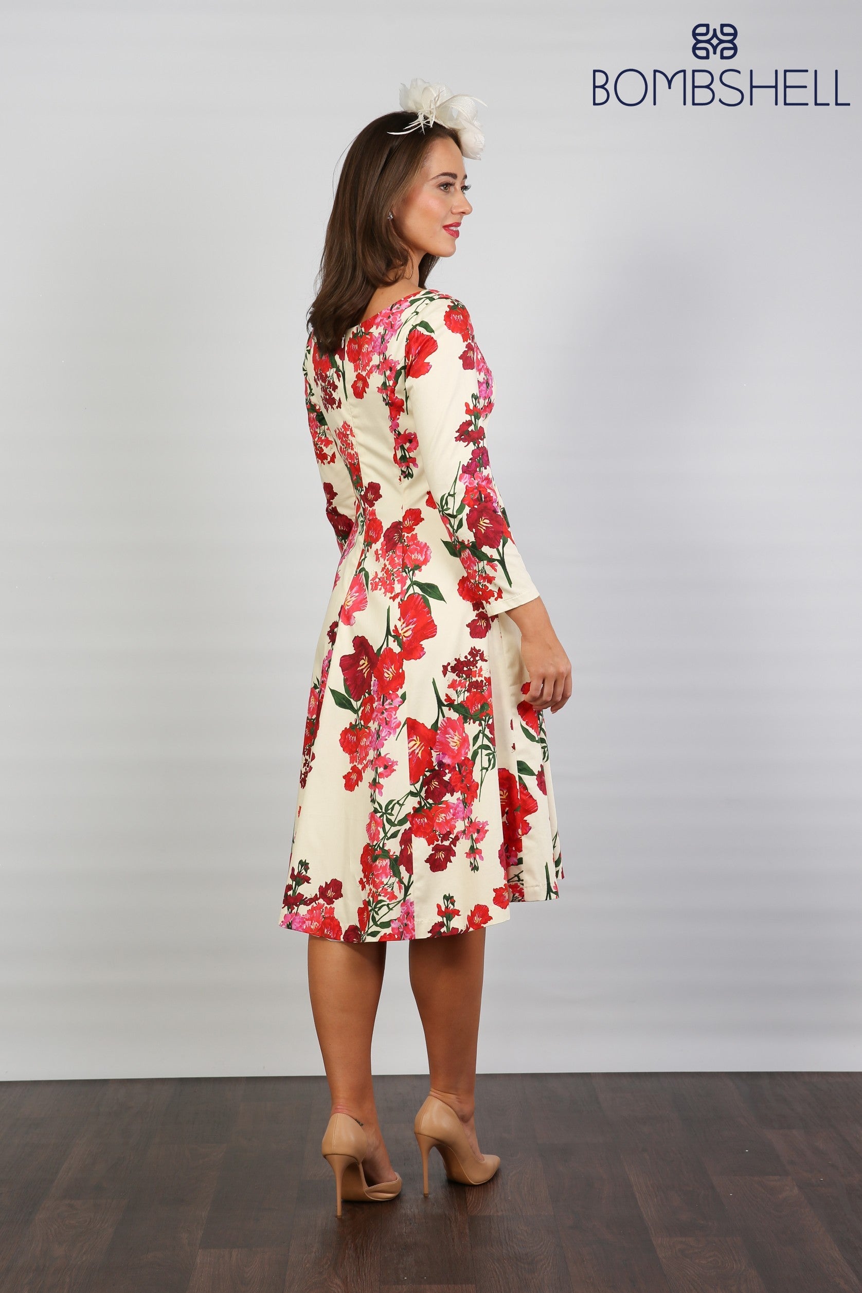 Bombshell Sears Sleek & Sweet Long Sleeve Dress in Xanthe Magenta