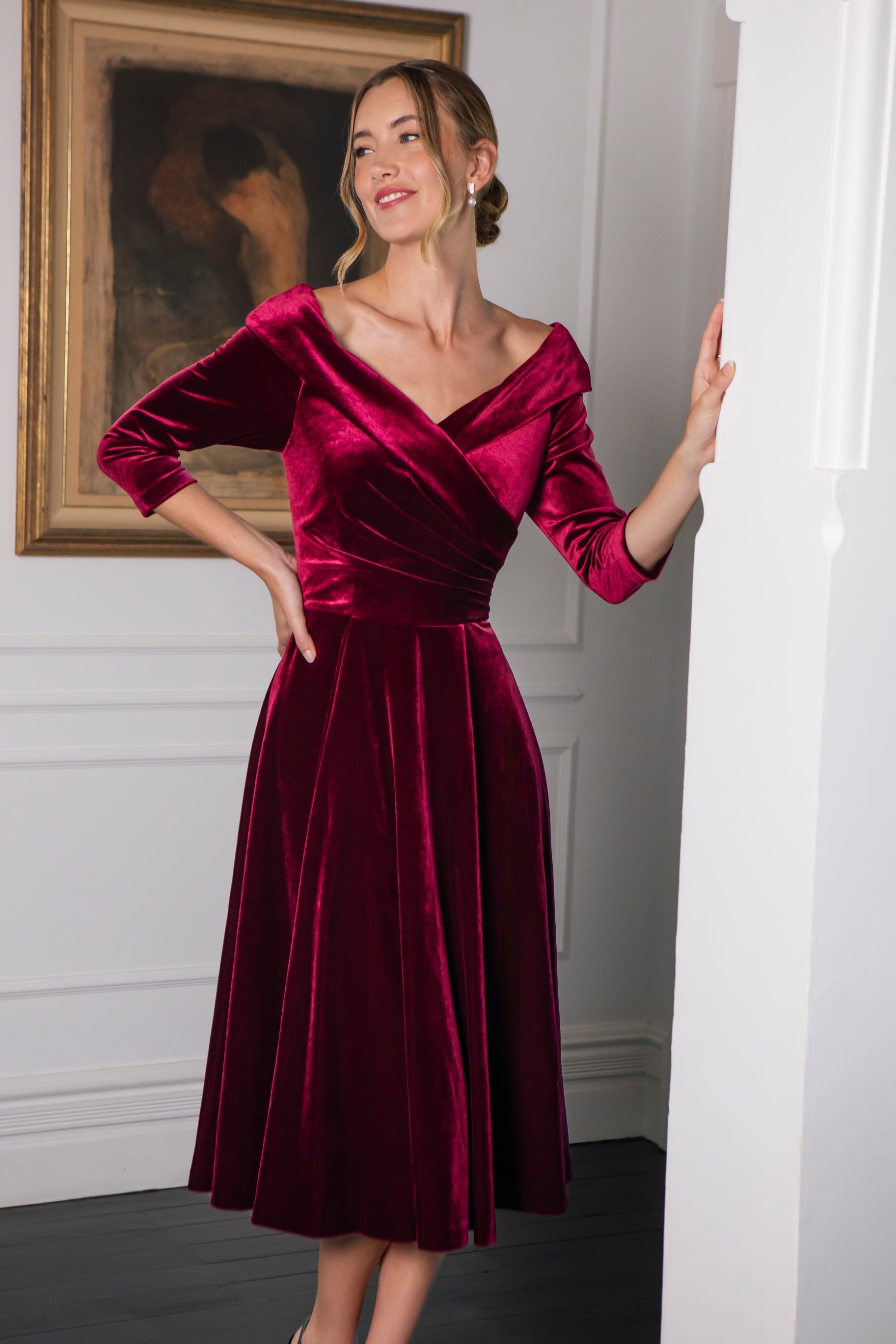 Bombshell Valentina Dress in Rich Berry