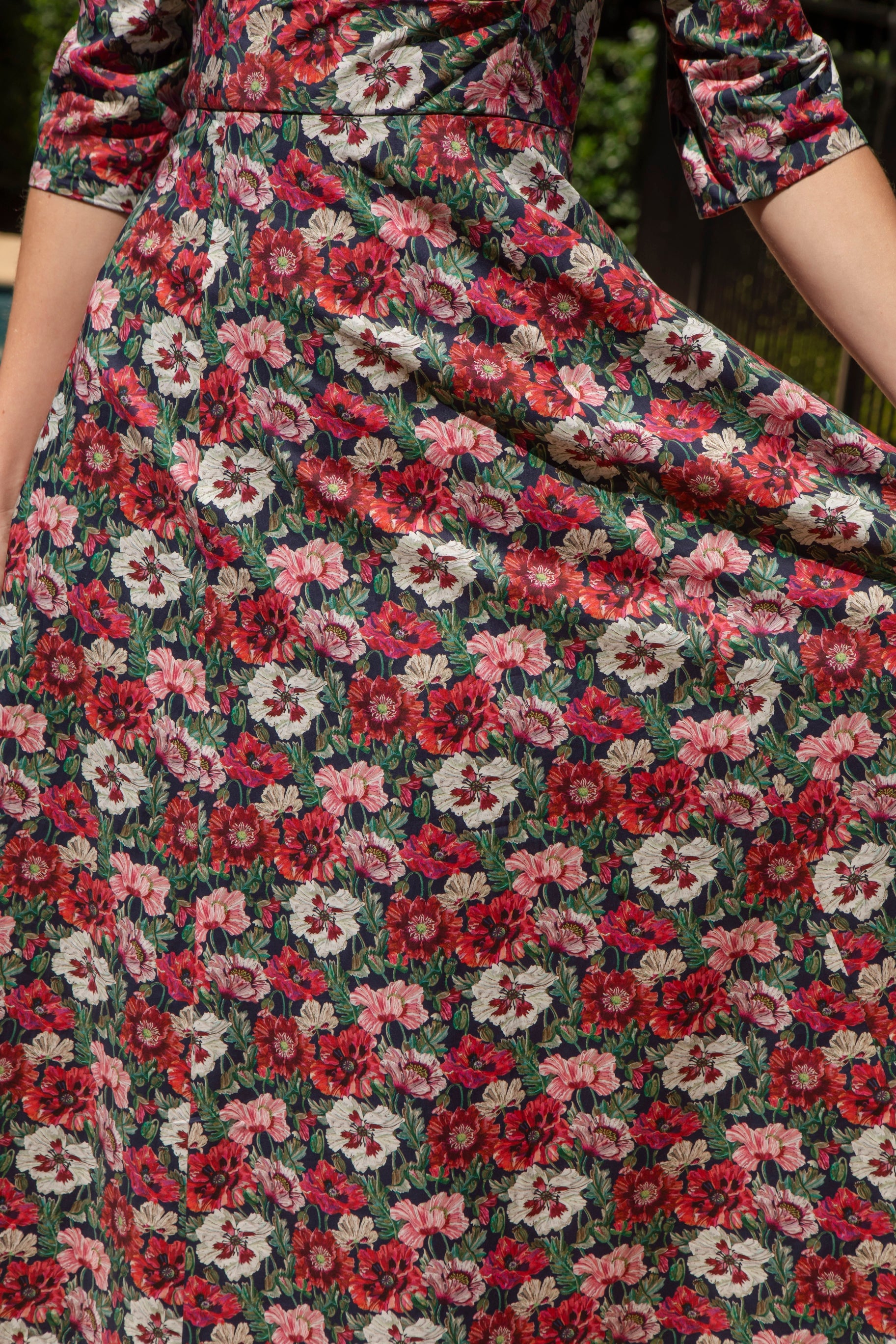 Bombshell Rebecca Dress Made with Liberty Tana Lawn™ Cotton in Poppy Amelie Red