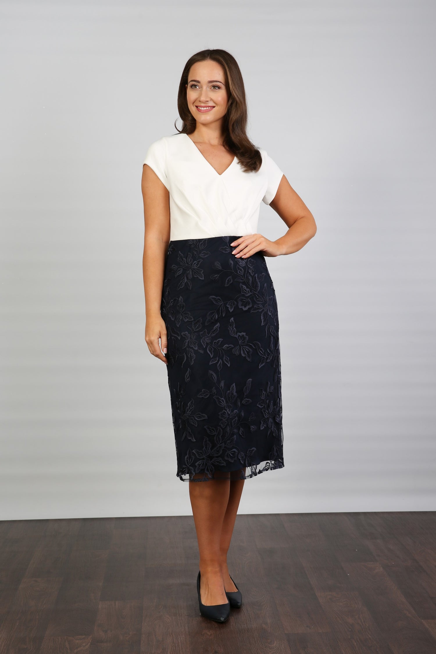 Brooke Stretch Jersey Occasion Wear Dress in Dark Navy