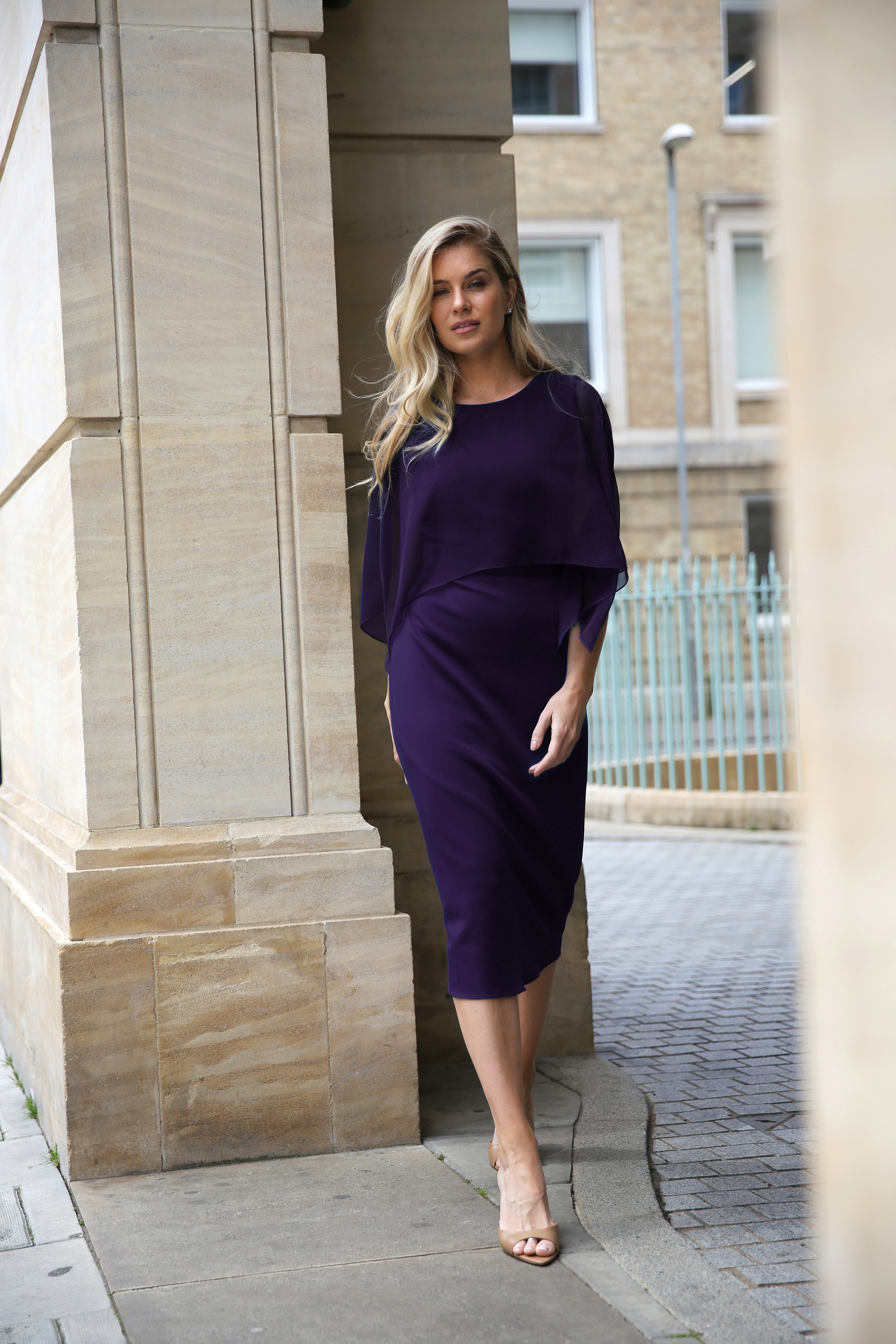 Kristen Jersey Special Occasion Dress in Blackberry