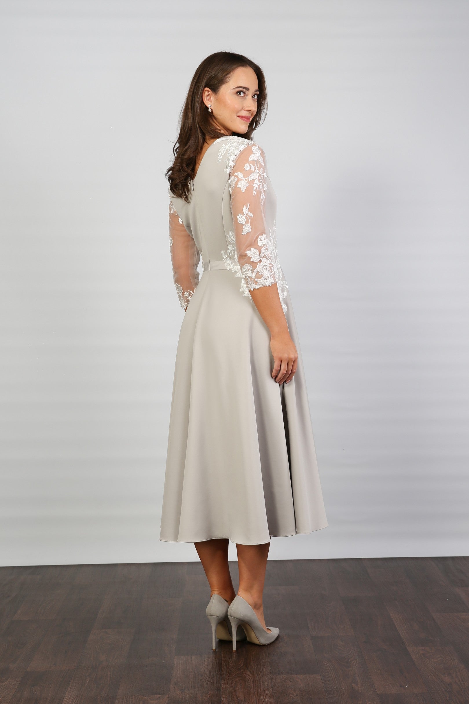 Selita Stretch Jersey Special Occasion Dress in Silver