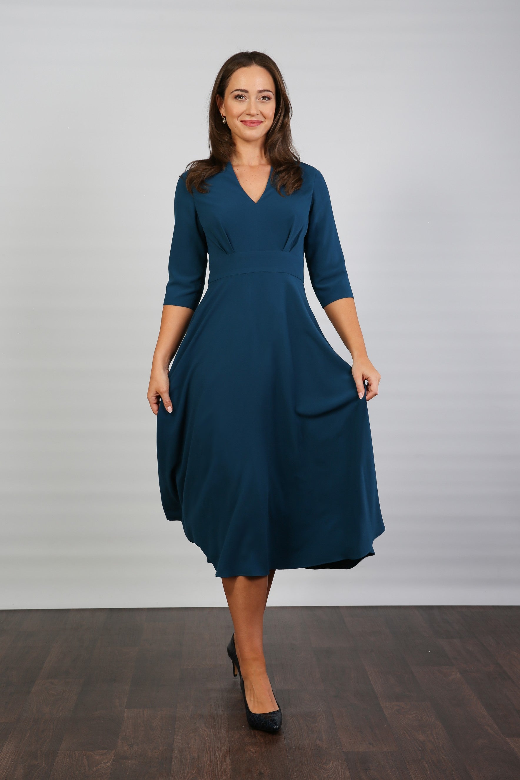 Cheryl Moss Crepe Dress in Ocean