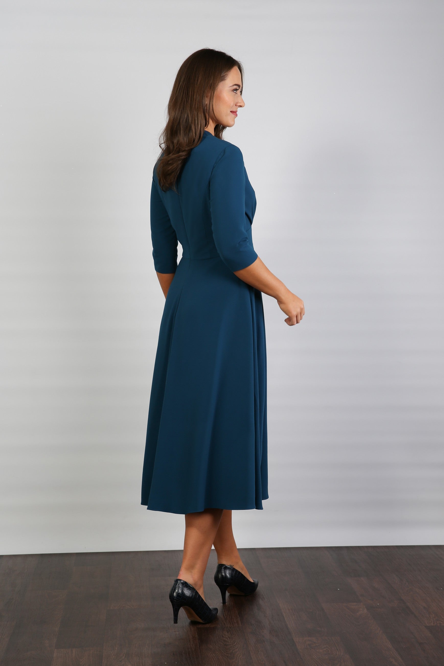 Cheryl Moss Crepe Dress in Ocean