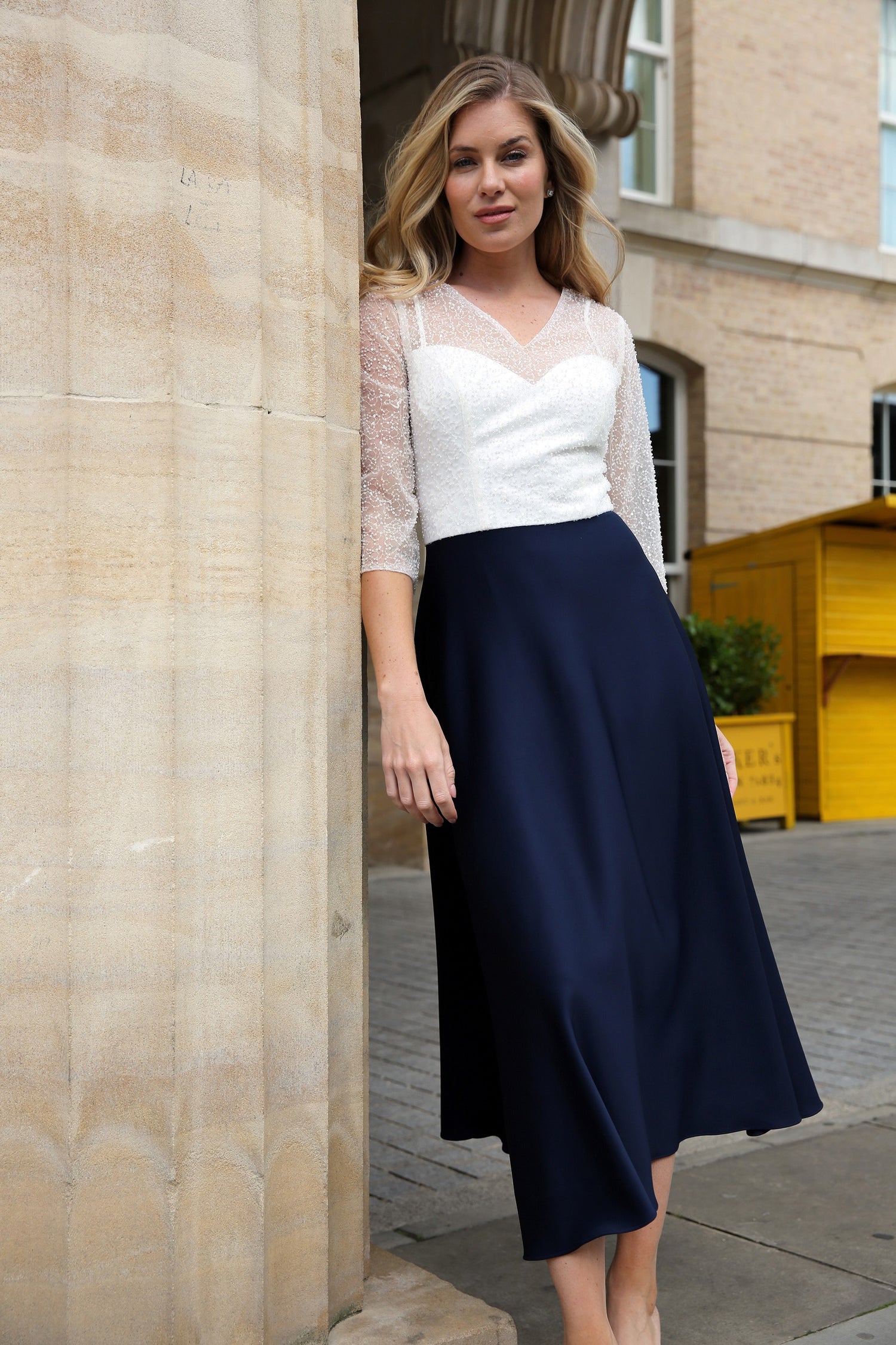 Kendall Beaded Special Occasion Dress in Dark Navy
