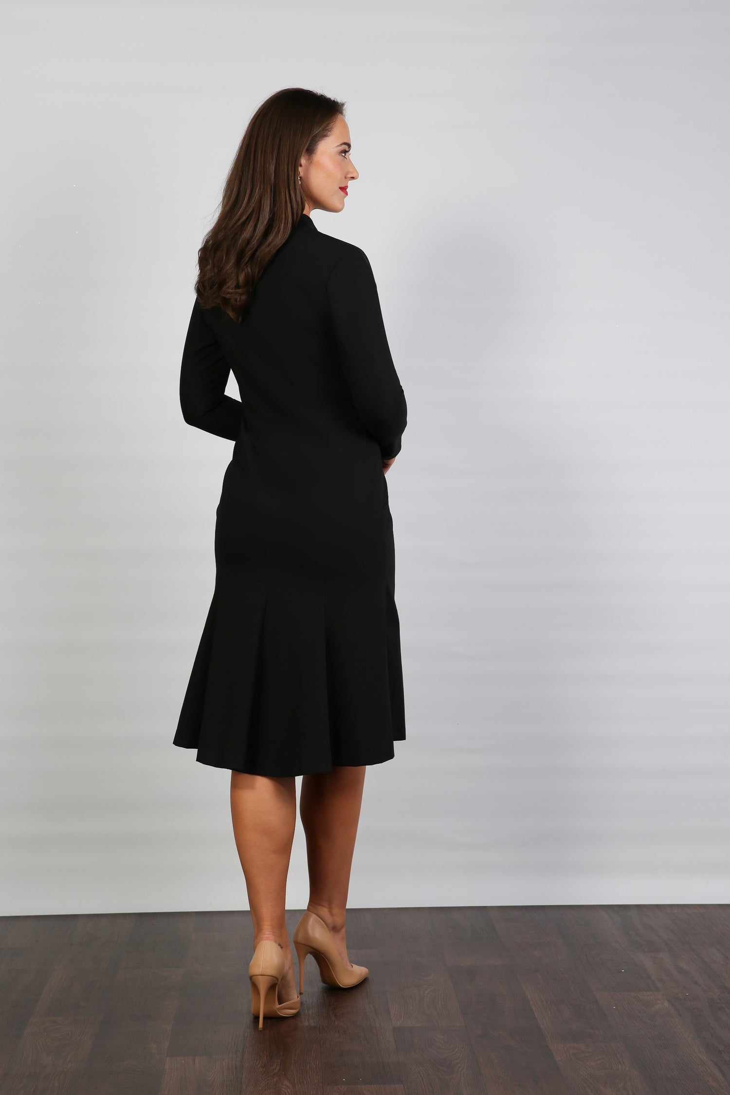 Royer Long Sleeved Dress in Jet Black
