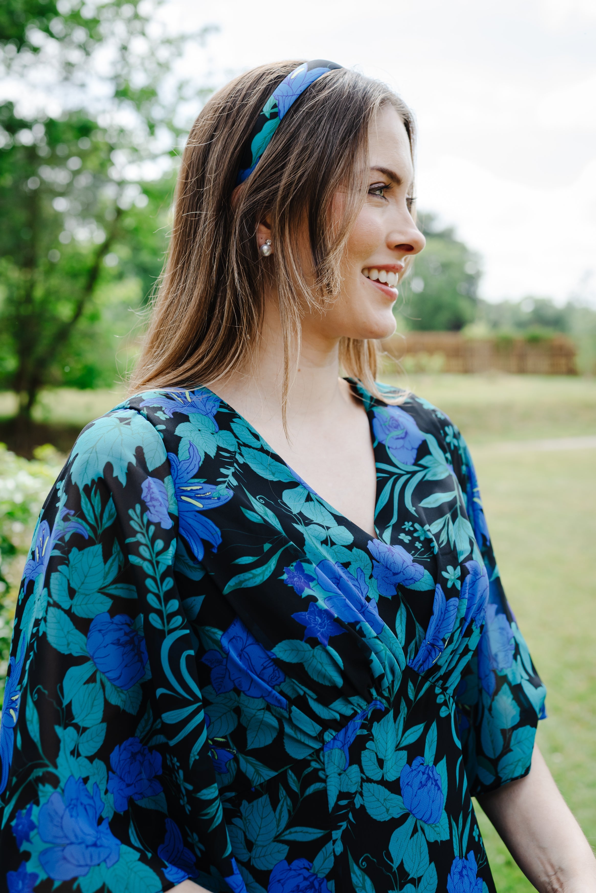 Anna Chiffon Dress in Raquel Blue