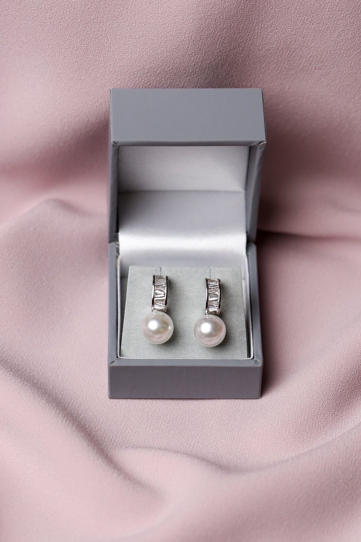 Shaped Crystal and Pearl Earrings