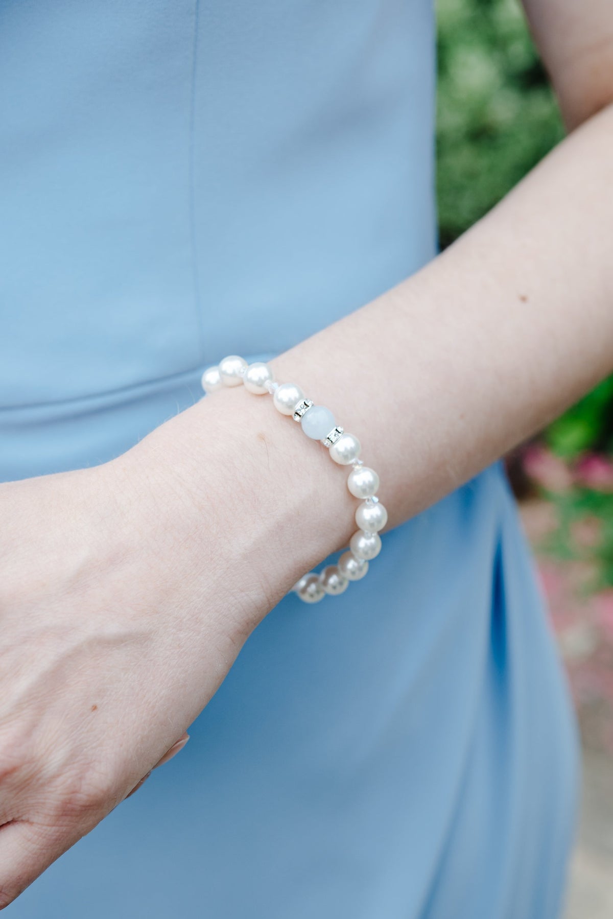 Pearl and Crystal Bracelet with Natural Chalcedony
