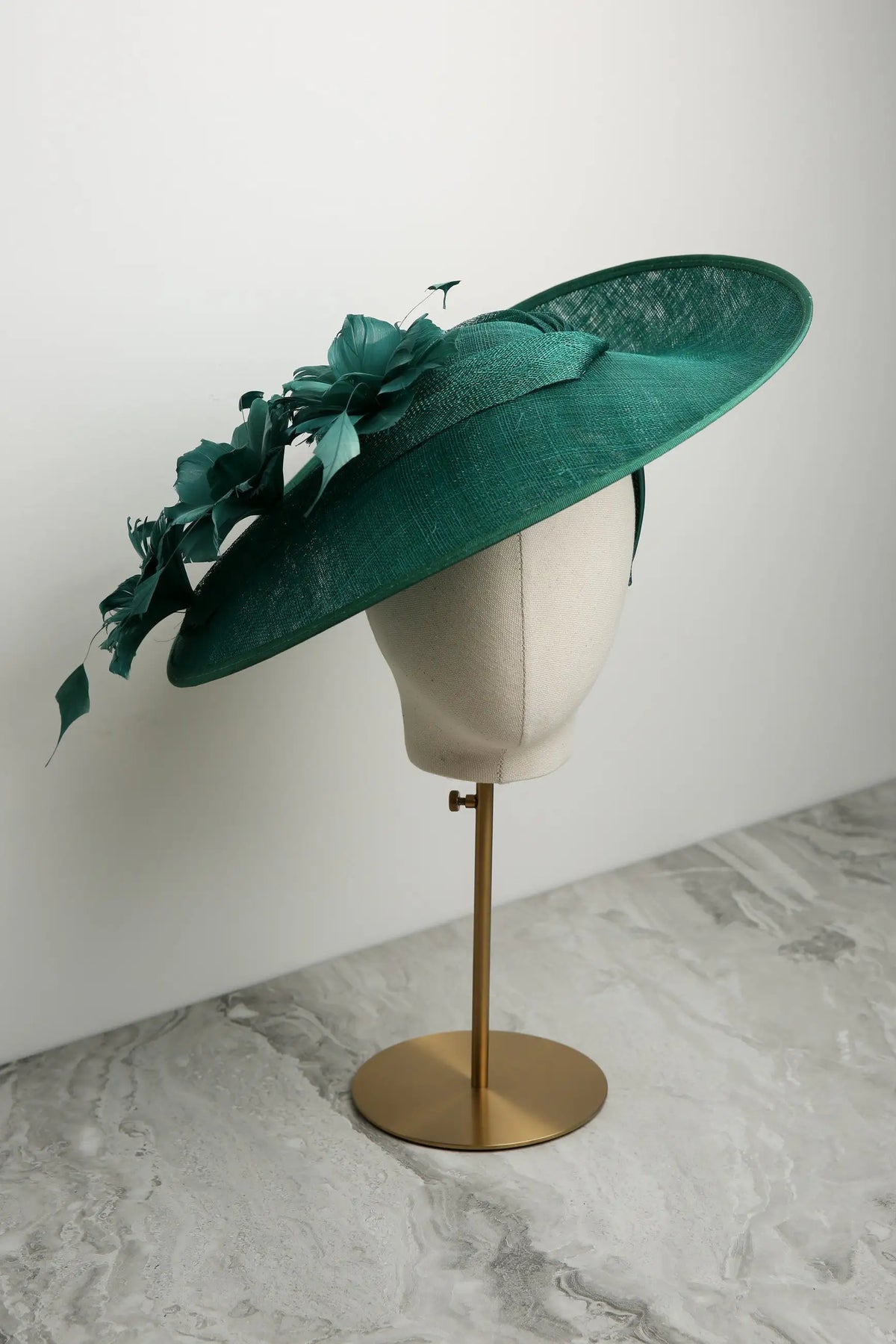 Picture Perfect Fascinator with Cascade of Coque Feathers in Emerald
