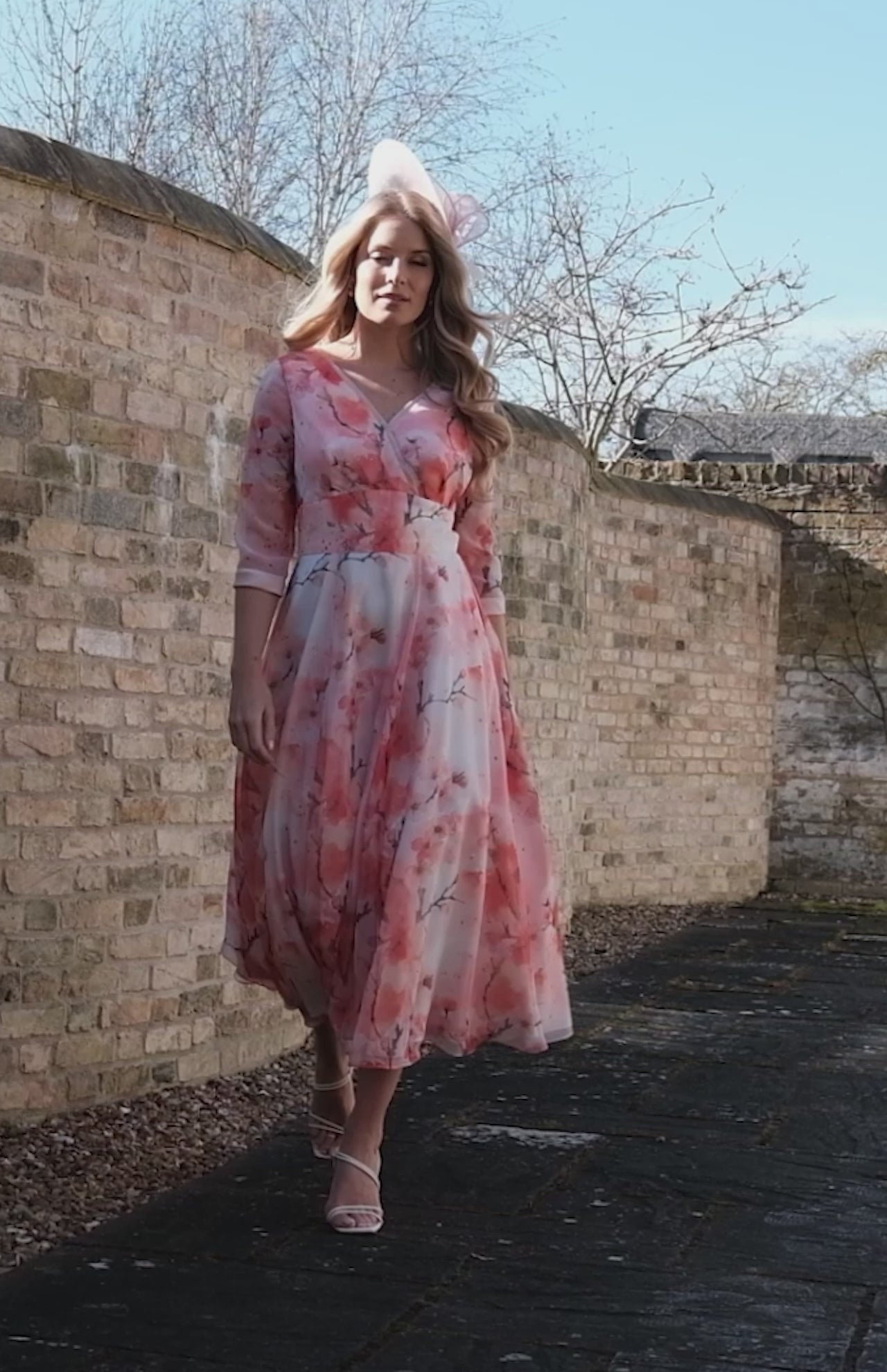 Blossom Chiffon Occasion Dress with Sleeves