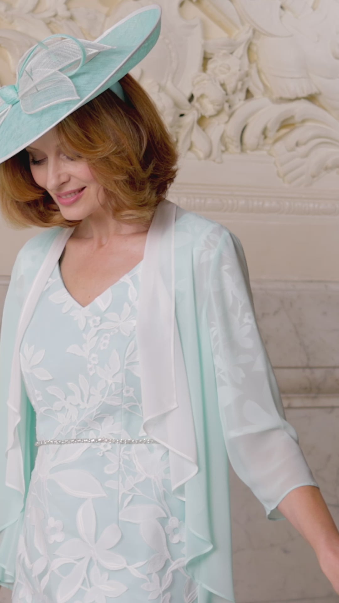 Condici Chiffon and Lace Special Occasion Dress with Jacket in Cream Tranquil