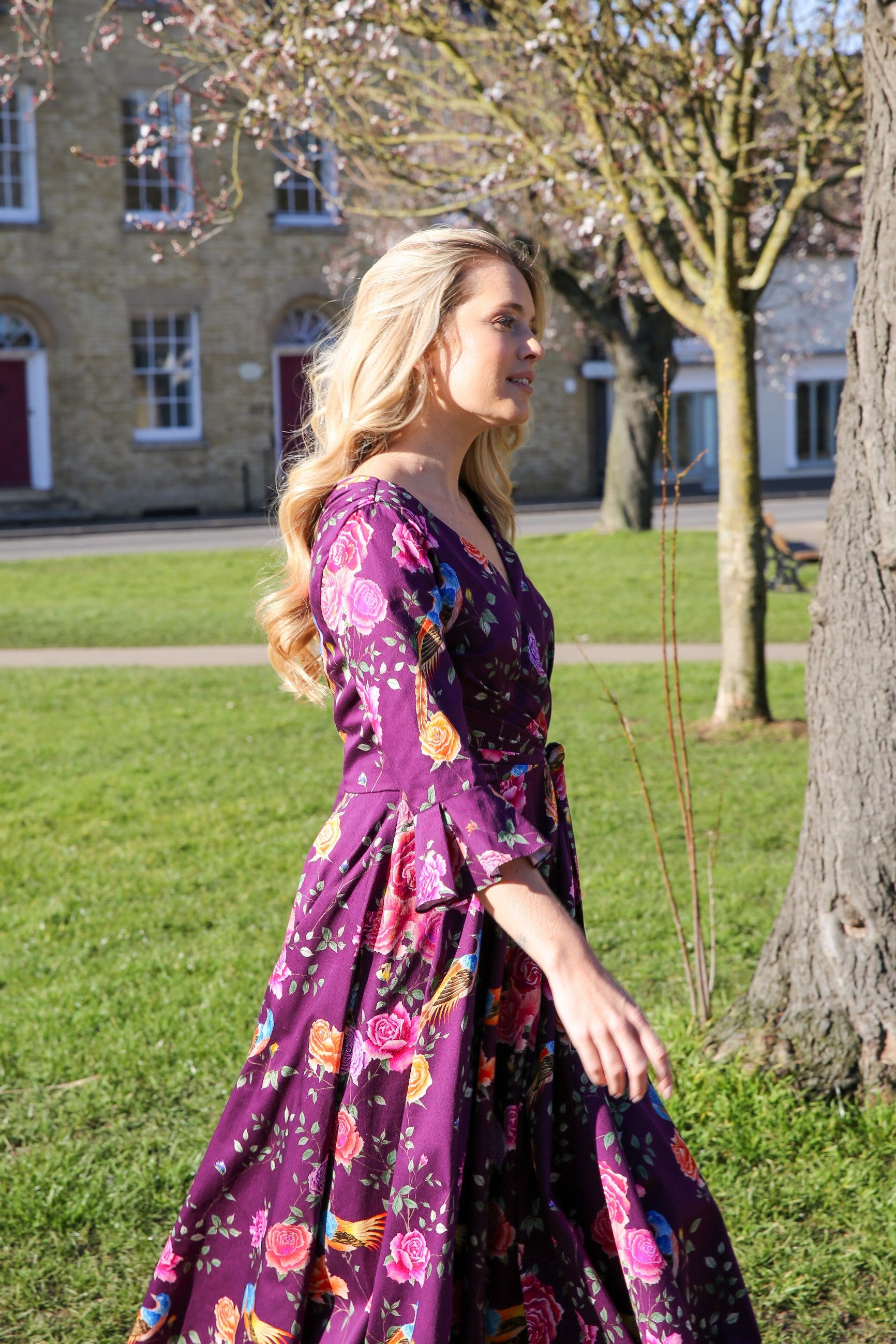 Bombshell Rosalind Confident Ruffle Cuff Dress in Imperial Phoenix