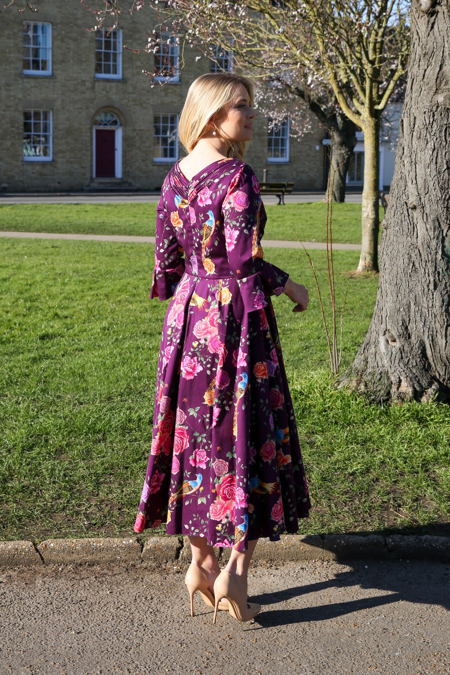 Bombshell Rosalind Confident Ruffle Cuff Dress in Imperial Phoenix