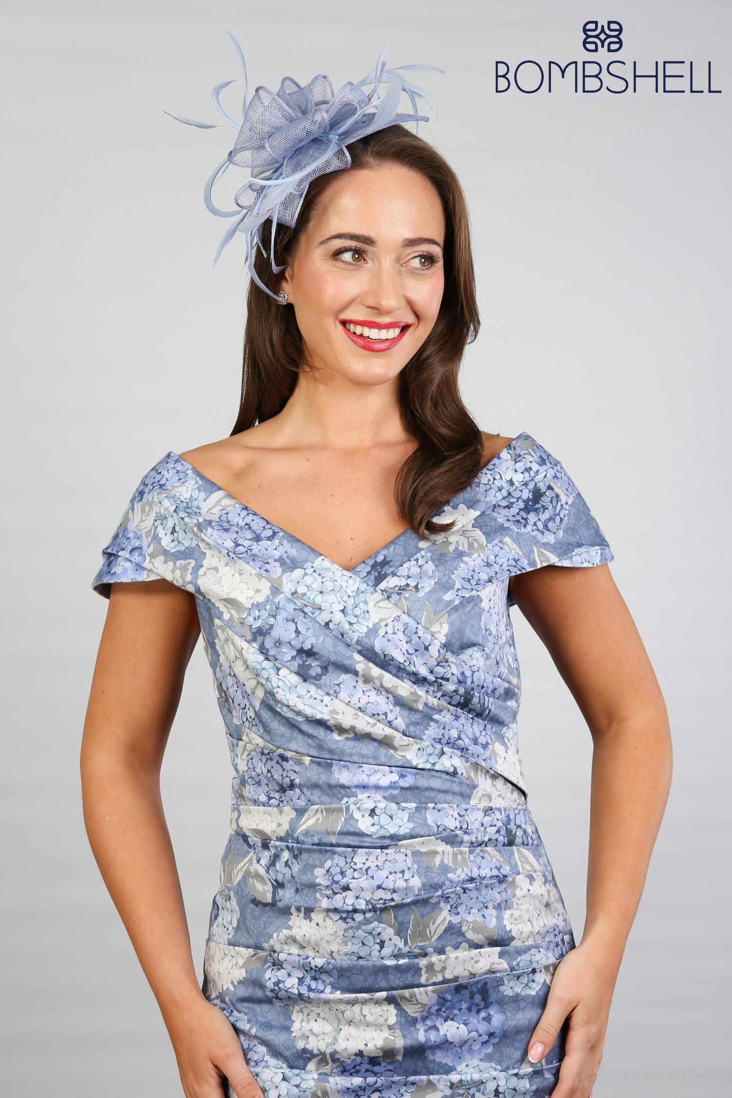 Bombshell Rhodes &quot;Look at Me&quot; Bardot Dress in Hydrangea Blue