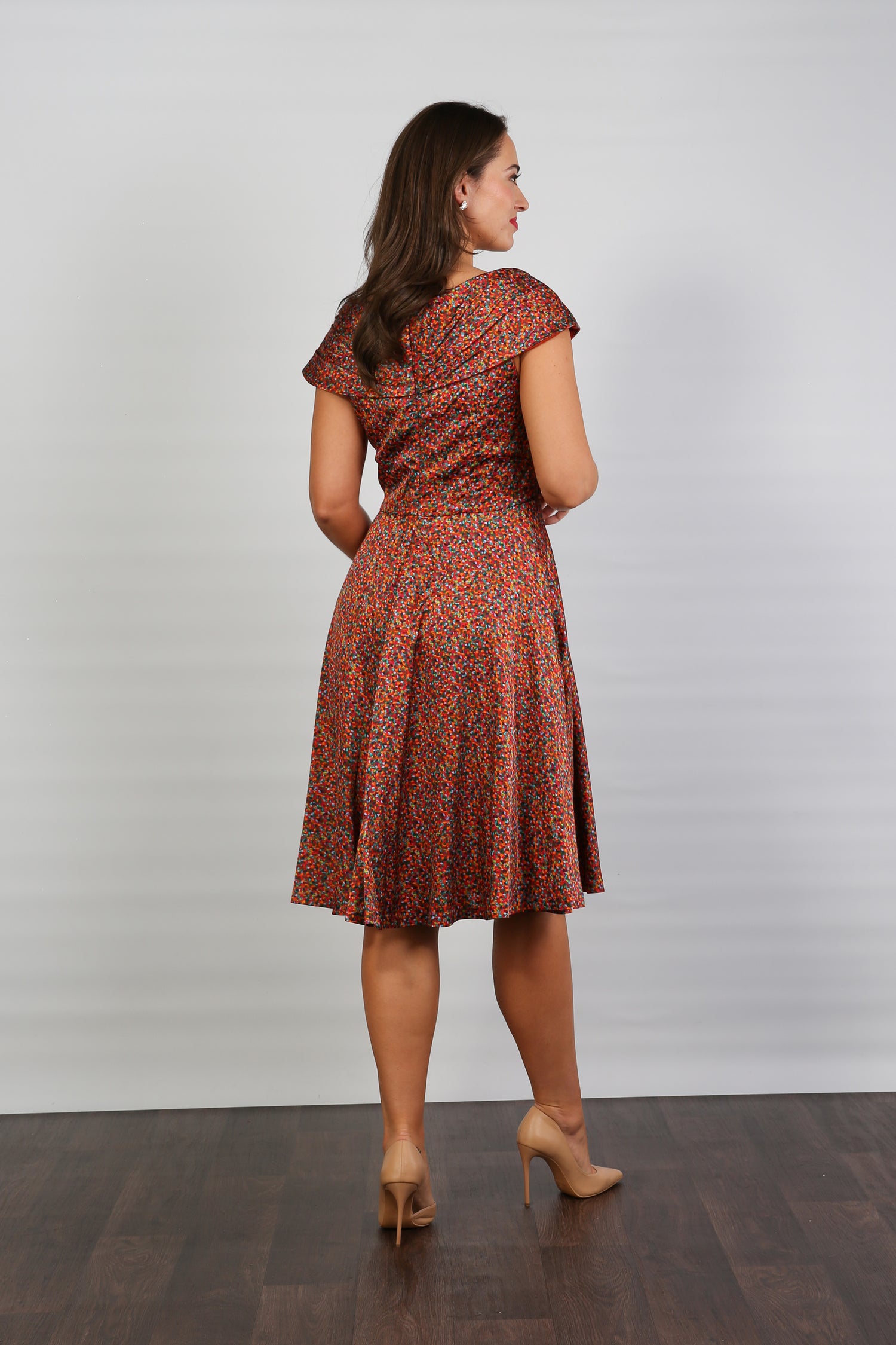Bombshell Karlie Bardot Knee Length Dress in Confetti