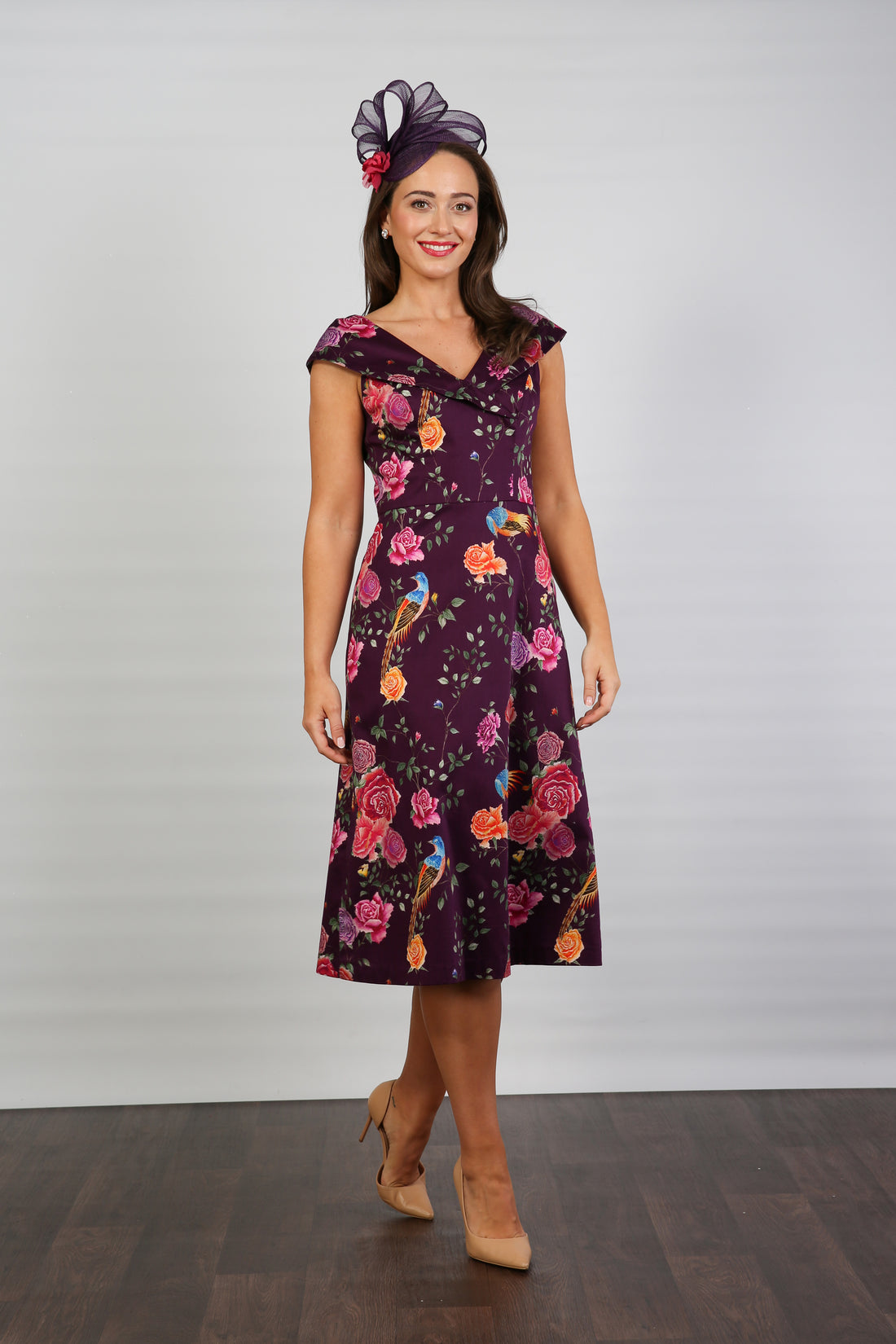 Bombshell Ruth Simple &amp; Chic Floral Dress in Imperial Phoenix