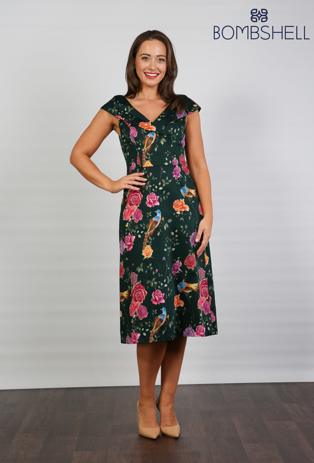 Bombshell Ruth Simple & Chic Floral Dress in Juniper Phoenix