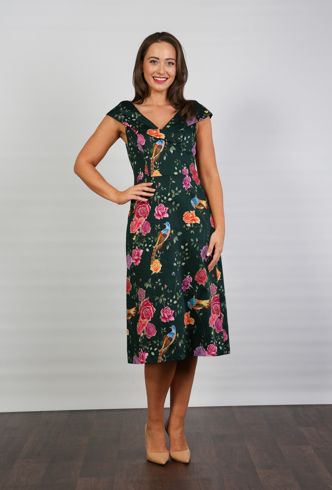 Bombshell Ruth Simple &amp; Chic Floral Dress in Juniper Phoenix