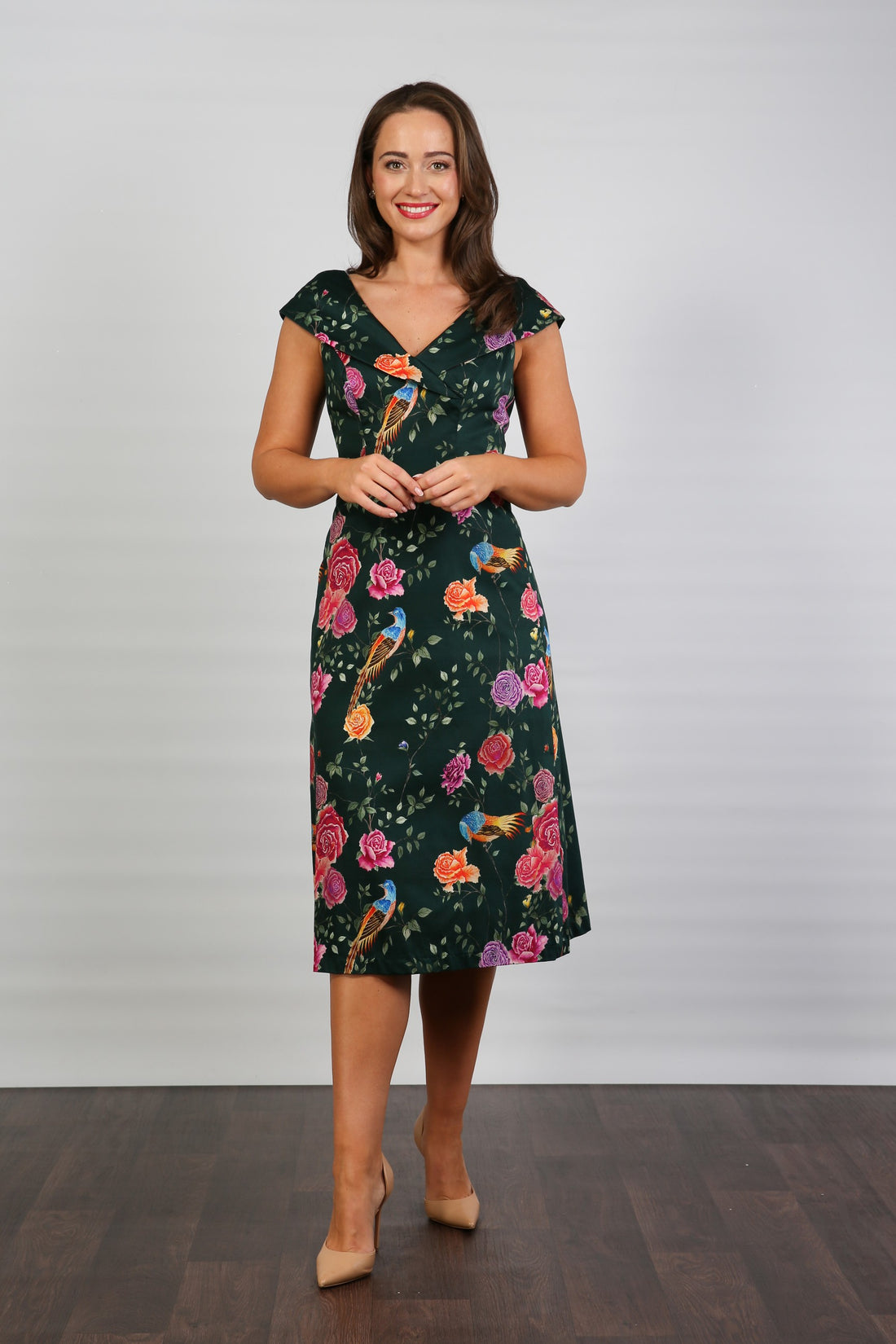 Bombshell Ruth Simple &amp; Chic Floral Dress in Juniper Phoenix