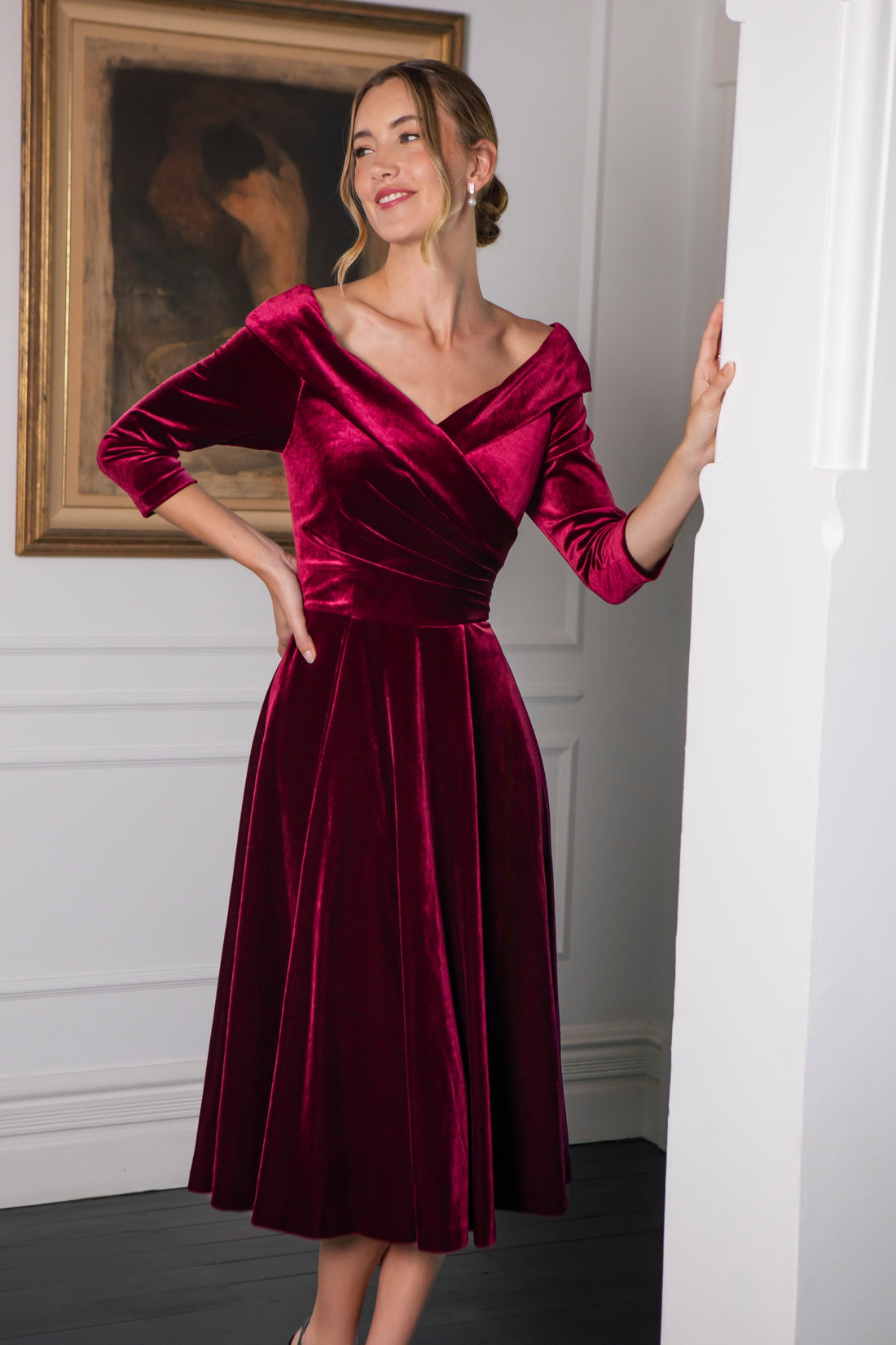 Bombshell Valentina Dress in Rich Berry