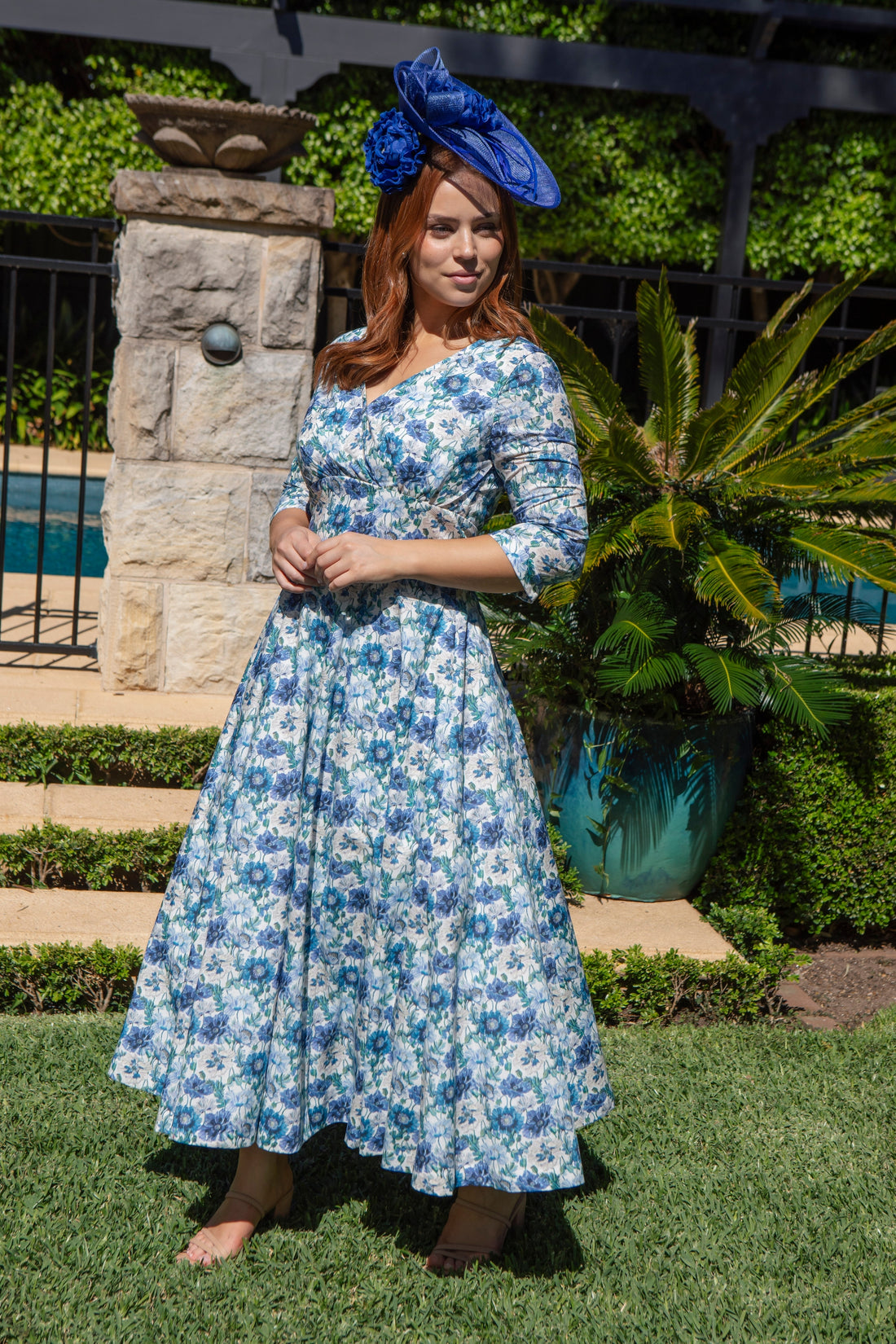 Bombshell Emma Dress Made with Liberty Tana Lawn™ Cotton in Poppy Amelie Blue