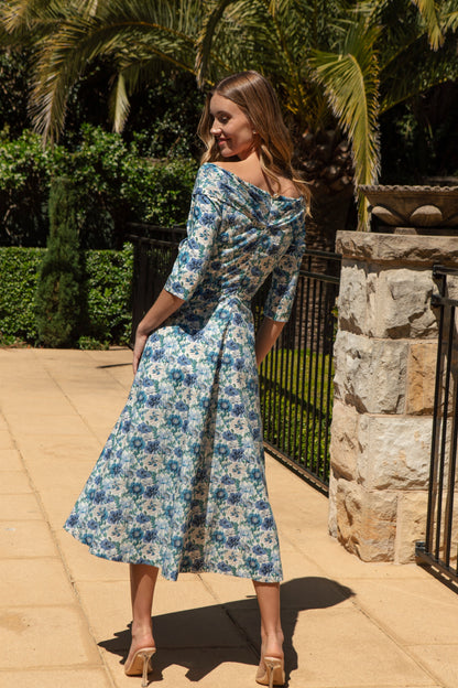 Bombshell Rebecca Dress Made with Liberty Tana Lawn™ Cotton in Poppy Amelie Blue