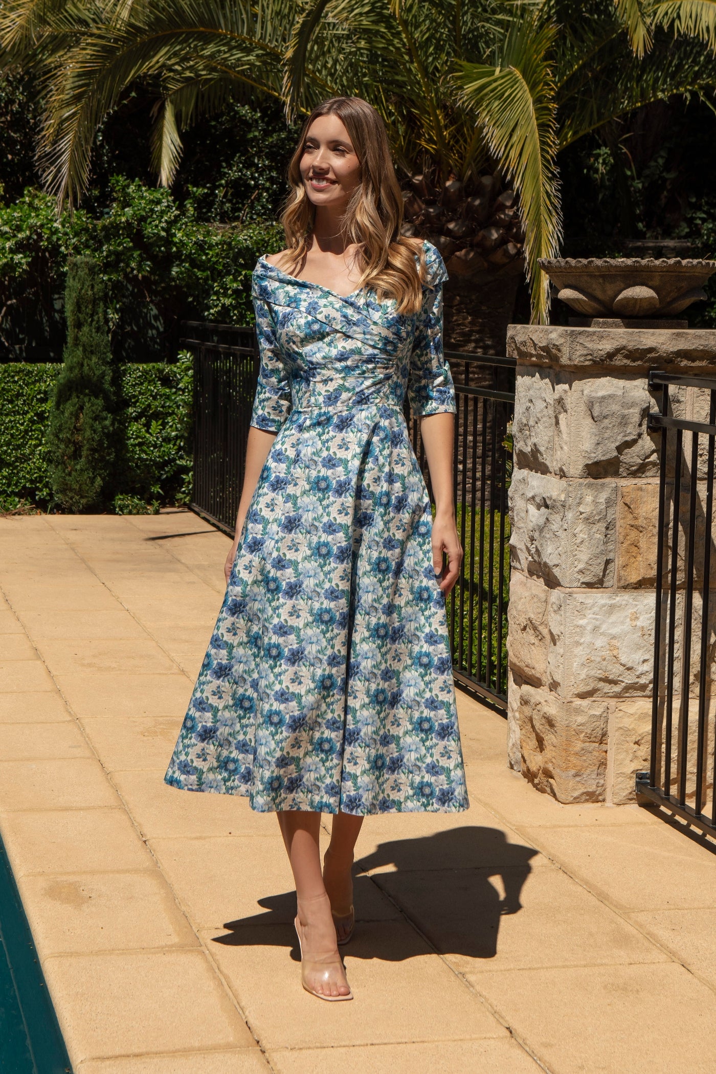 Bombshell Rebecca Dress Made with Liberty Tana Lawn™ Cotton in Poppy Amelie Blue