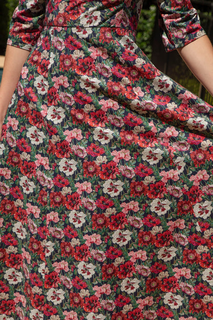 Bombshell Rebecca Dress Made with Liberty Tana Lawn™ Cotton in Poppy Amelie Red