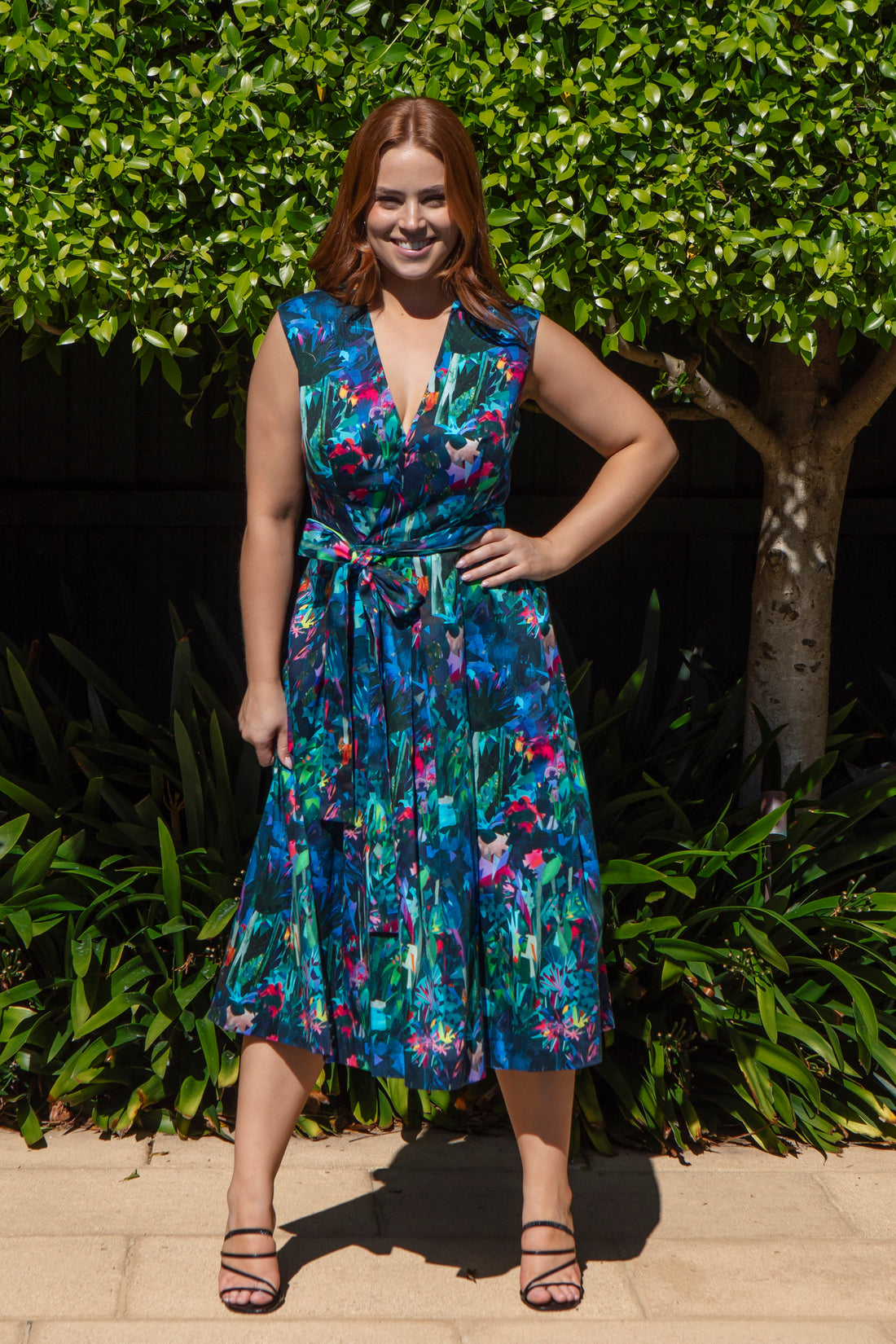 Bombshell Marcia Wrap Dress in Midnight Tropique