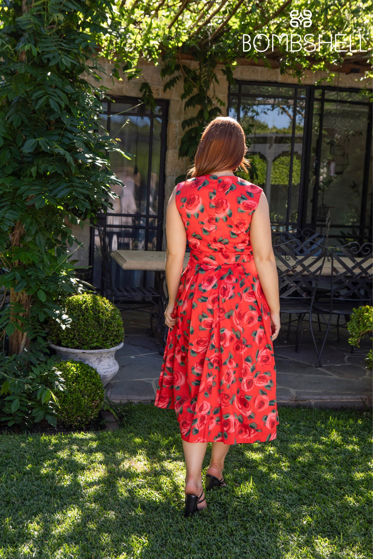 Bombshell Marcia Wrap Dress in Red Roses