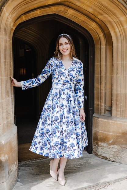 Bombshell Wright Dress in Camelia Blue Floral Print