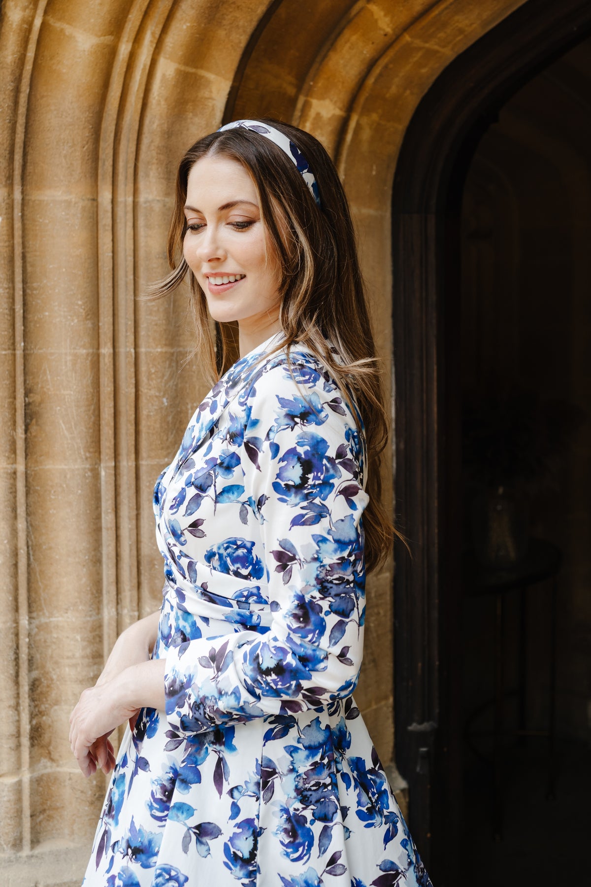 Bombshell Wright Dress in Camelia Blue Floral Print
