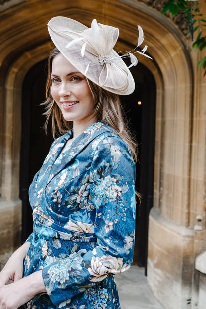 Bombshell Wright Dress in Ianthe Teal Floral Print
