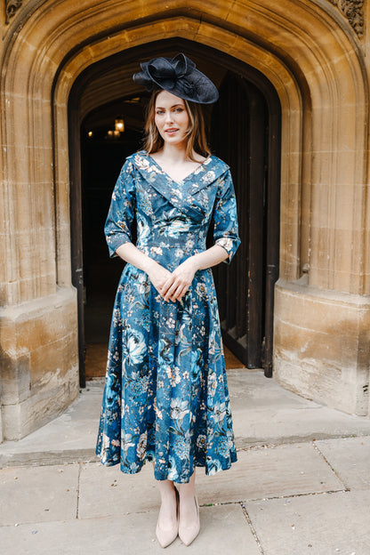 Bombshell Anderson Dress in Ianthe Teal Floral Print