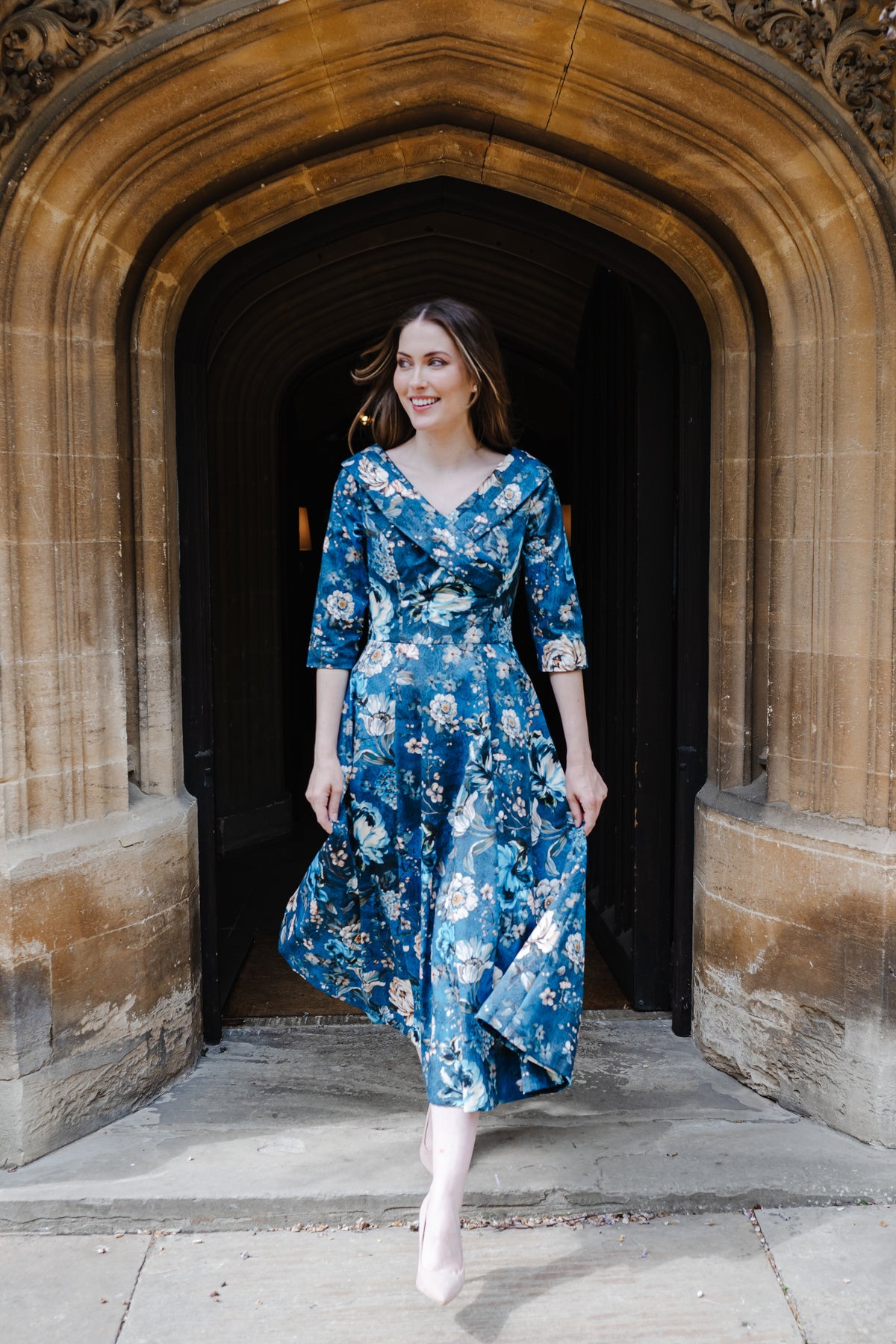 Bombshell Anderson Dress in Ianthe Teal Floral Print