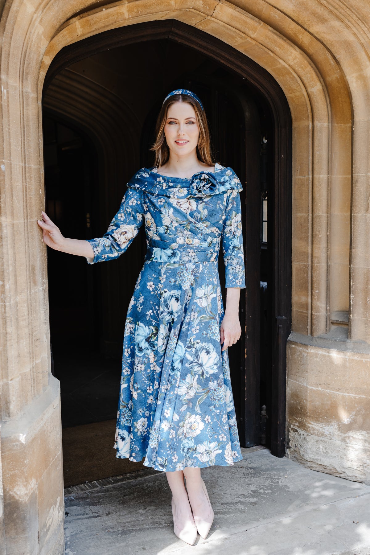 Bombshell Bette Dress in Ianthe Teal Floral Print