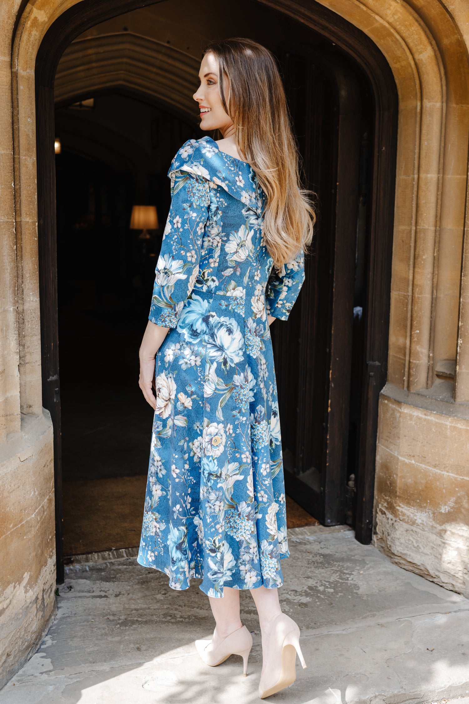 Bombshell Bette Dress in Ianthe Teal Floral Print