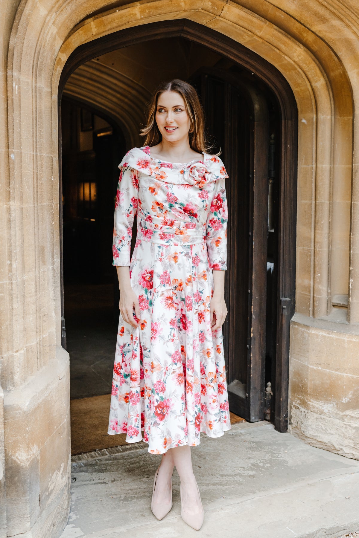 Bombshell Bette Dress in Zaria Pink Floral Print